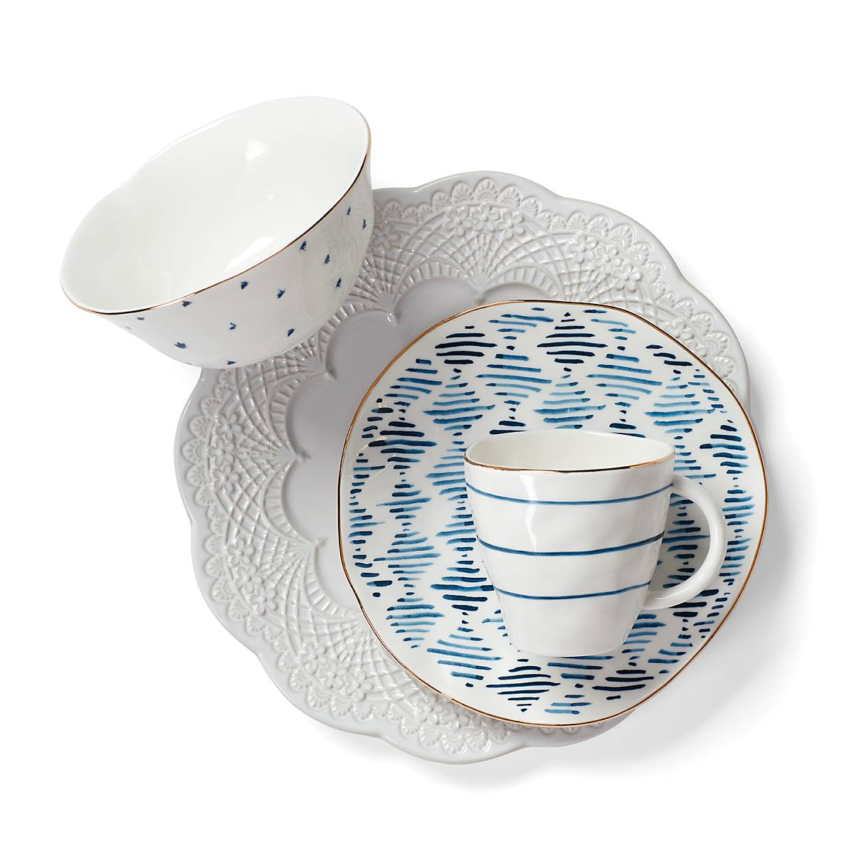 Blue Bay Dessert Mugs Set of 4 - Ceramic Coffee Cups with Handles for Ice Cream, Pudding & Parfait - Perfect for Parties, Dessert Bars & Home Dining