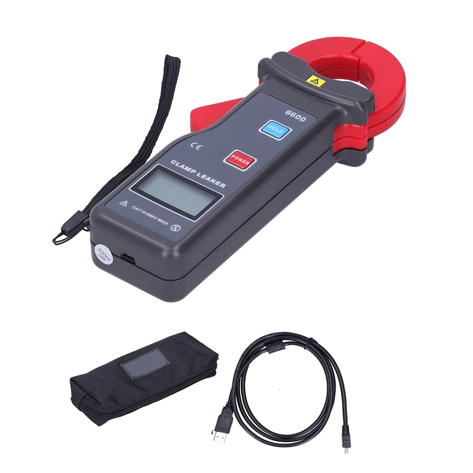 Agatige ETCR-6600 True RMS Digital Leakage Clamp Meter - High Accuracy AC Current Tester with USB Communication, Portable Multimeter for Electrical Maintenance, HVAC & Industrial Safety Testing