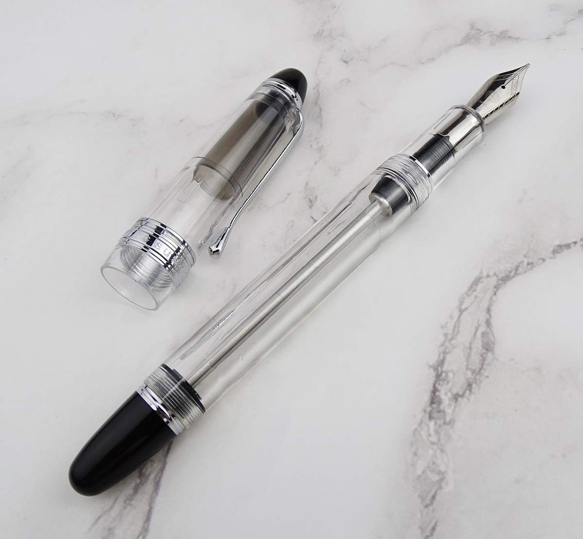 Lanxivi Yongsheng 699 Vacuum Fountain Pen - Medium Nib, Clear Demonstrator for Calligraphy & Writing