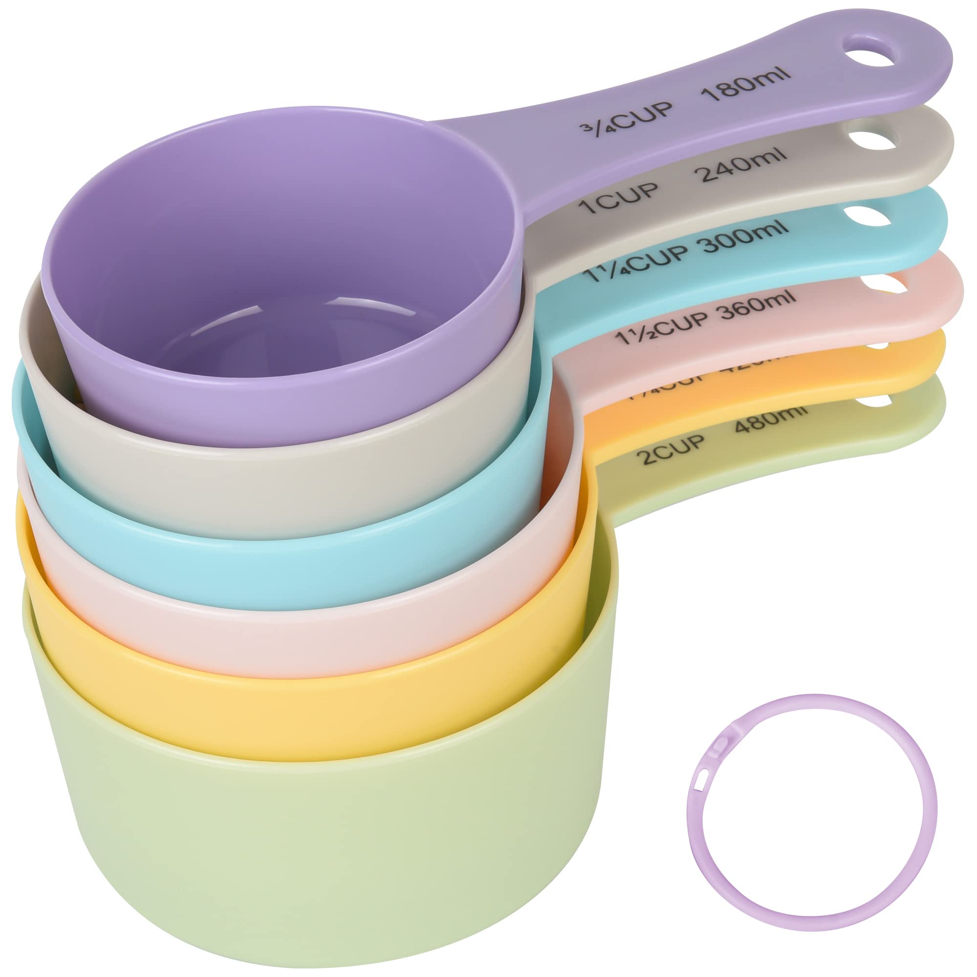 Smithcraft 6-Piece Plastic Measuring Cups Set - 3/4 & 2 Cup Measuring Cups for Baking, Cooking & Kitchen - Colorful Food Measurement Tools (Purple) - Perfect for Measuring Dry & Liquid Ingredients in Recipes