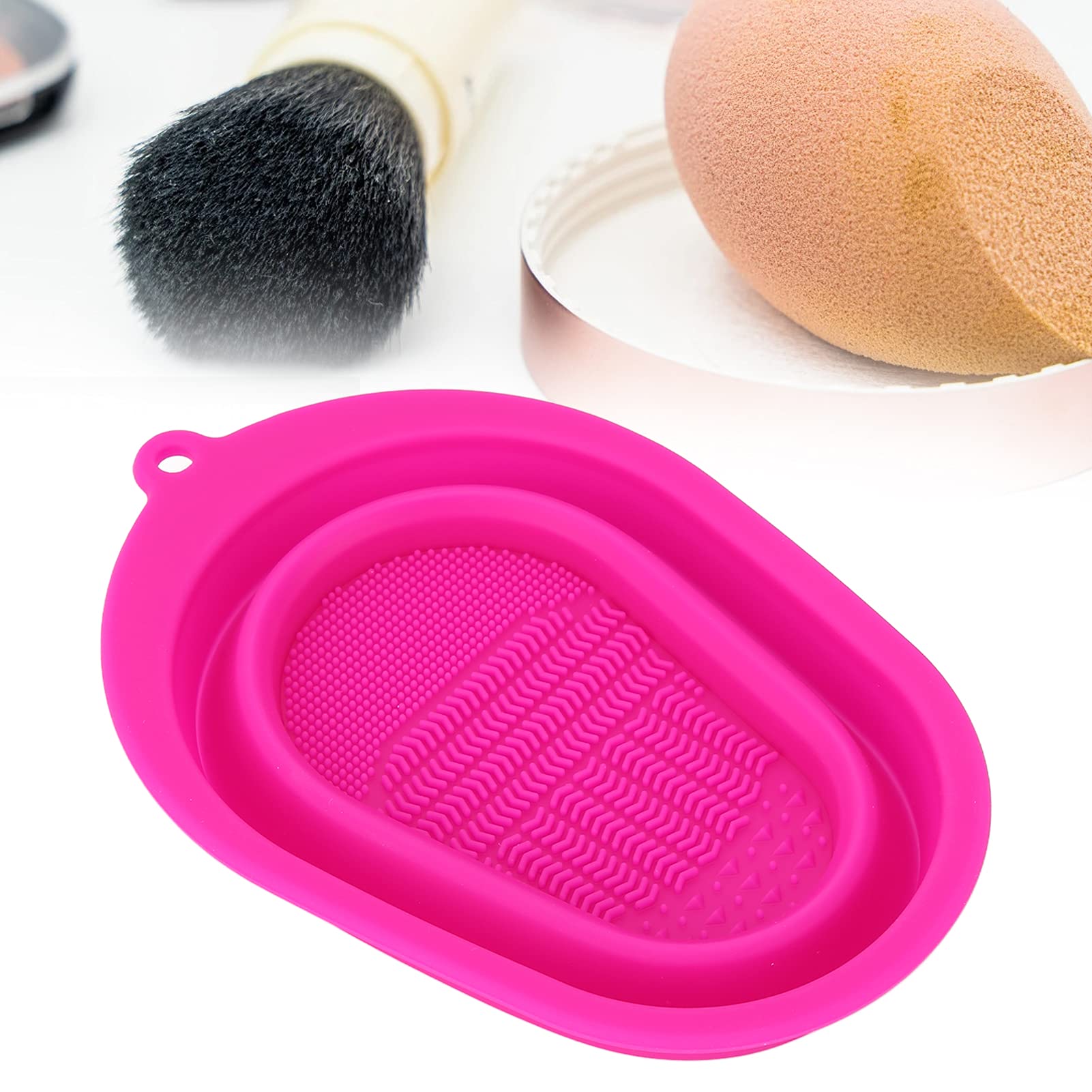 Makeup Brush Cleaner Mat - Reusable Silicone Cleaning Pad for Travel & Home, Soft & Durable (Rose Red) | Perfect for Professional Makeup Artists & Beauty Enthusiasts