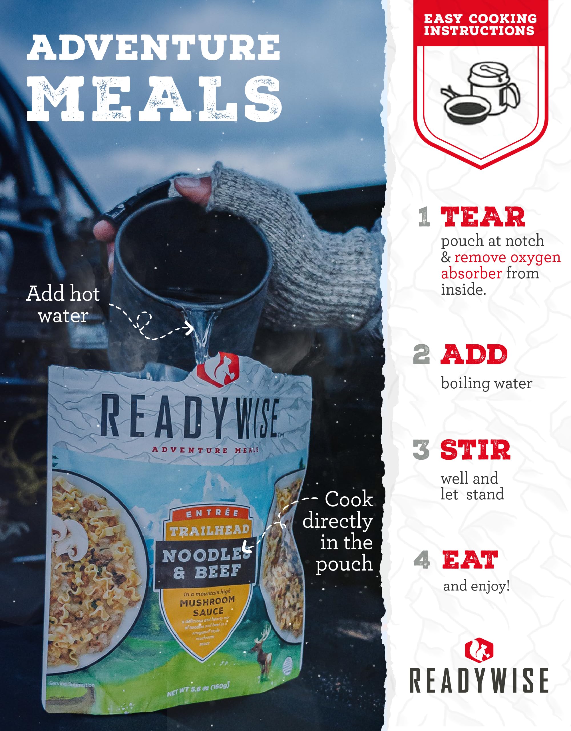 ReadyWise Outdoor Meals Kit - 13 Freeze-Dried Backpacking & Camping Meals - Tasty Emergency Food for Hiking, Survival & Adventure | Perfect for Outdoor Trips & Disaster Preparedness