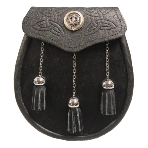 Authentic Clan Crest Semi Dress Sporran in Black - Perfect for Scottish Highland Wear & Formal Events (Surnames M-Z)