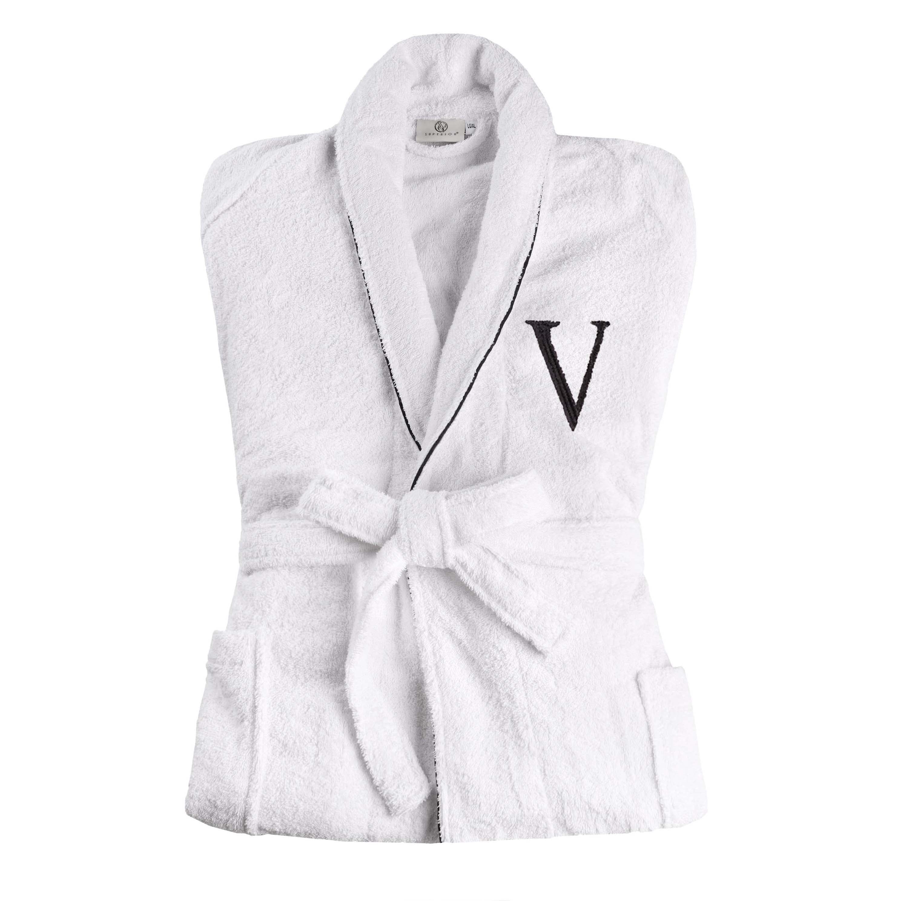 Premium Cotton Unisex Bathrobe for Adults - Soft, Fluffy & Highly Absorbent - White Embroidered Spa Robe for Relaxation, Hotels & Home Comfort