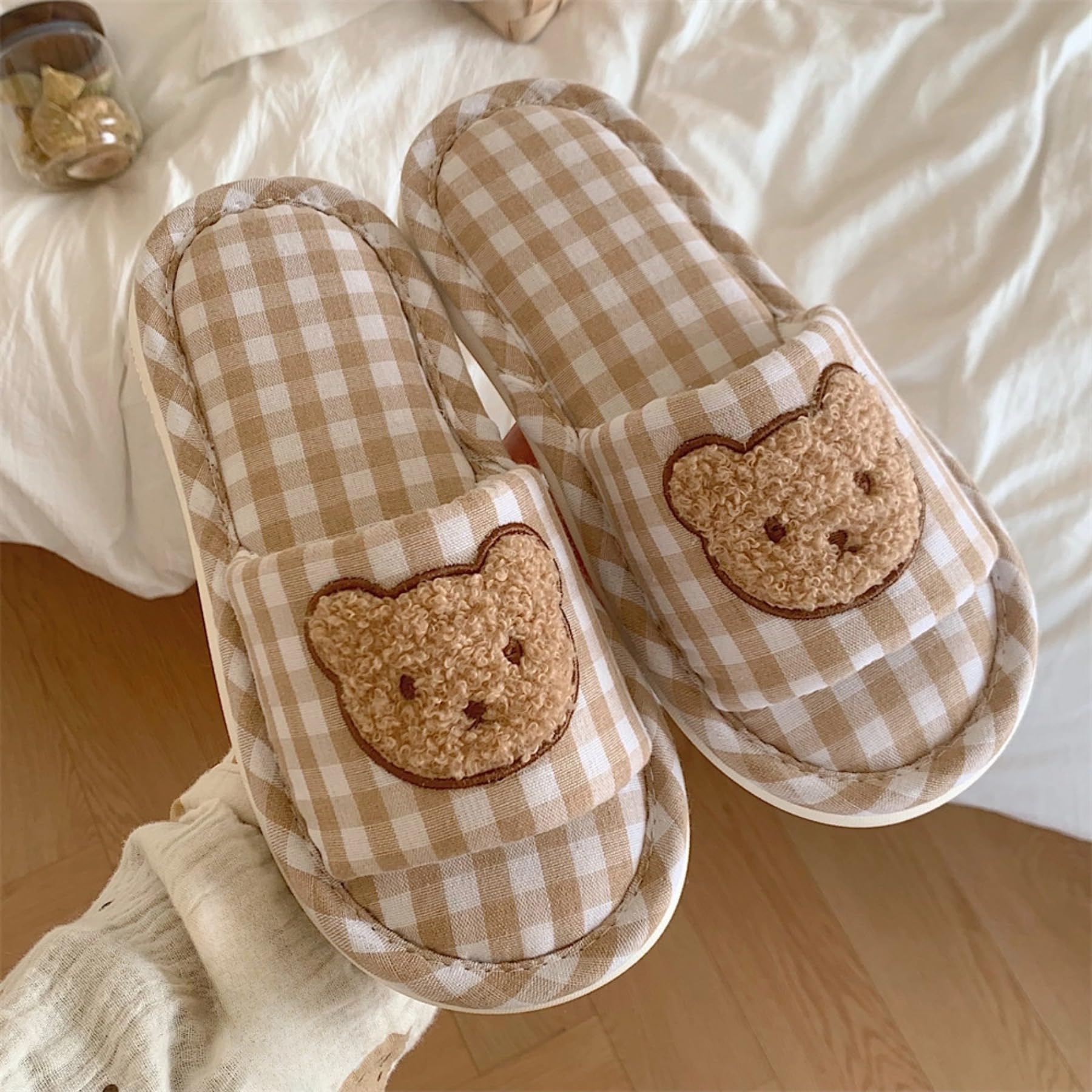Women's Bear Slippers - Cozy Fuzzy Plush Indoor Slides for Winter | Non-Slip Open Toe House Shoes | Warm & Comfortable Home Slippers for Women | Perfect for Lounging, Bedroom Wear & Relaxing at Home