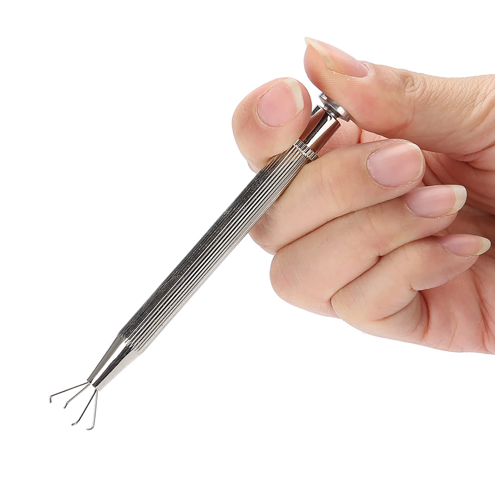 4 Prongs Diamond Grabber Tool - Stainless Steel Piercing Ball Grabber with Prong Tweezer Catcher - Jewelry Beads & Gem Pick Up Tool for Small Parts - Perfect for Jewelry Making, Watch Repair and Crafting