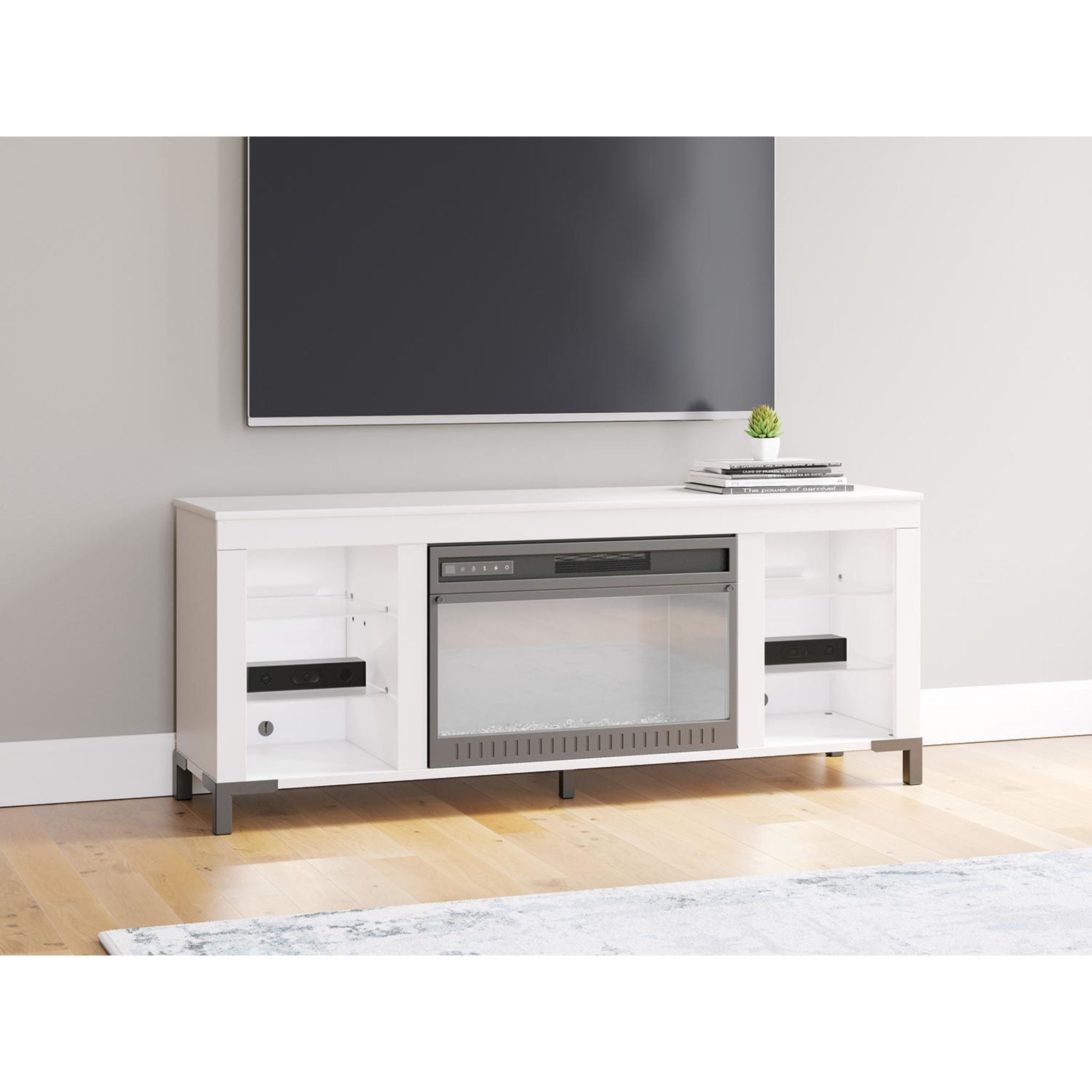 Modern White TV Stand with Electric Fireplace - Stylish Entertainment Center for Living Room, Bedroom & Home Theater