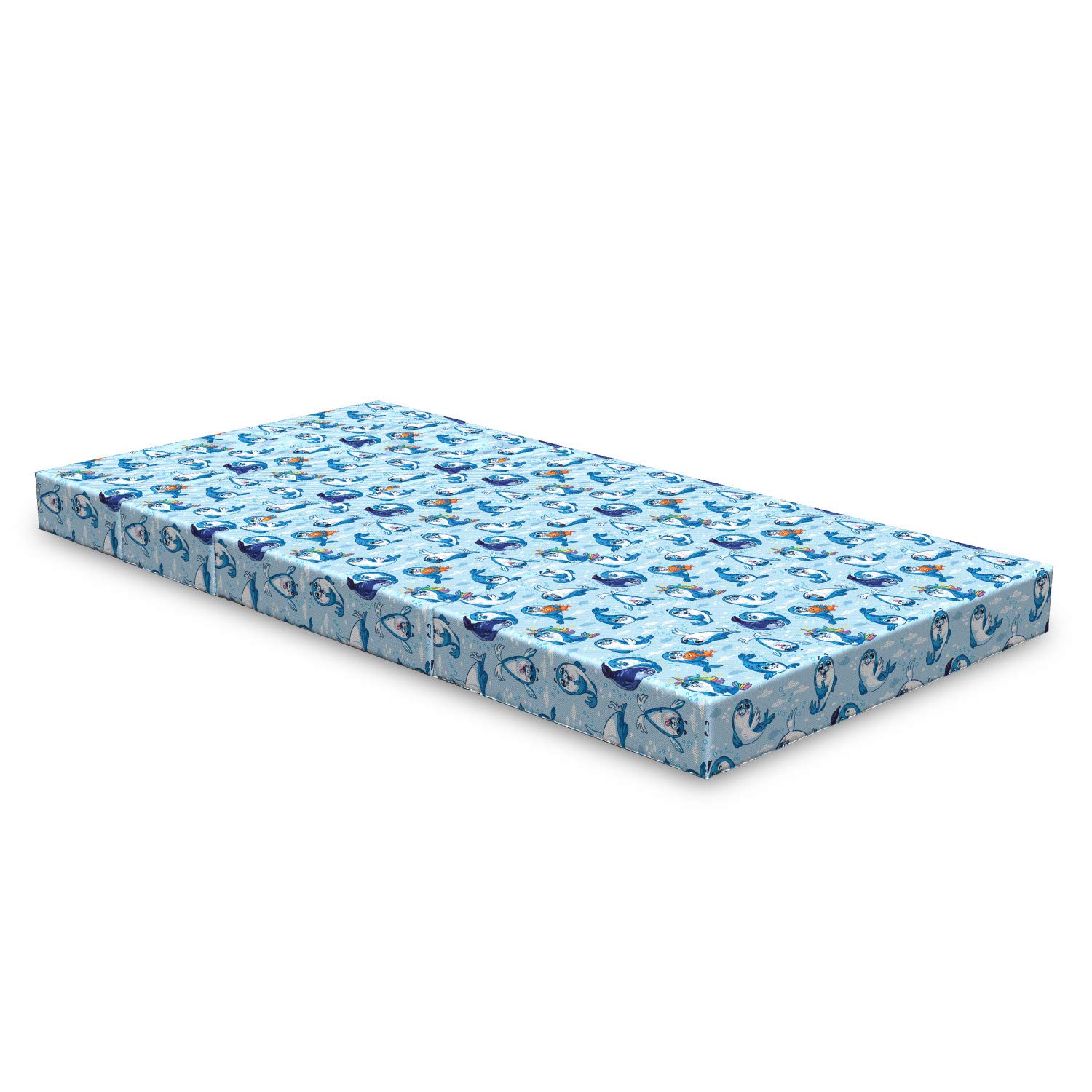 Ambesonne Cartoon Foldable Mattress with Friendly Seal Design, 74.8
