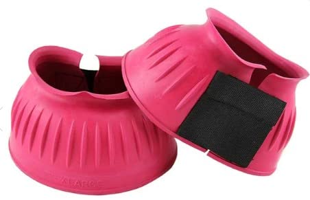 Double Velcro Ribbed Rubber Horse Bell Boots for Riding & Training - Durable Hoof Protection for Jumping & Dressage