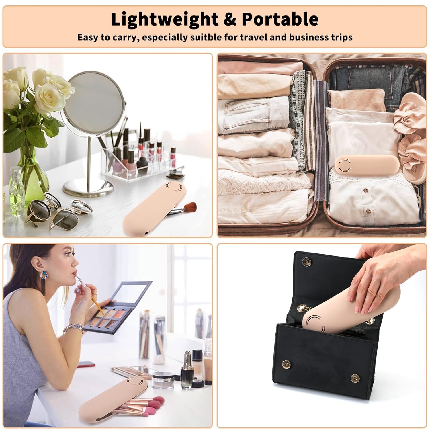 Khaki Makeup Brush Holder Bag - Silicone Travel Cosmetic Organizer with Blender Case | Portable Makeup Storage for Brushes & Sponges | Perfect for Travel, Home Vanity & On-the-Go Touchups