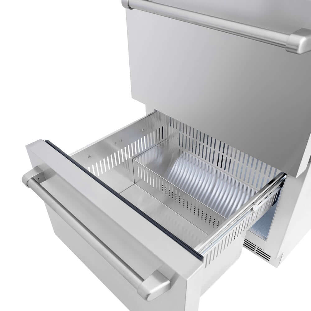 ZLINE 24 Inch Stainless Steel Outdoor Rated Dual Refrigerator Drawer - 168 Can Capacity, Touchstone Series (RDSO ST 24) - Perfect for Outdoor Kitchens, Patios, and Entertaining Areas