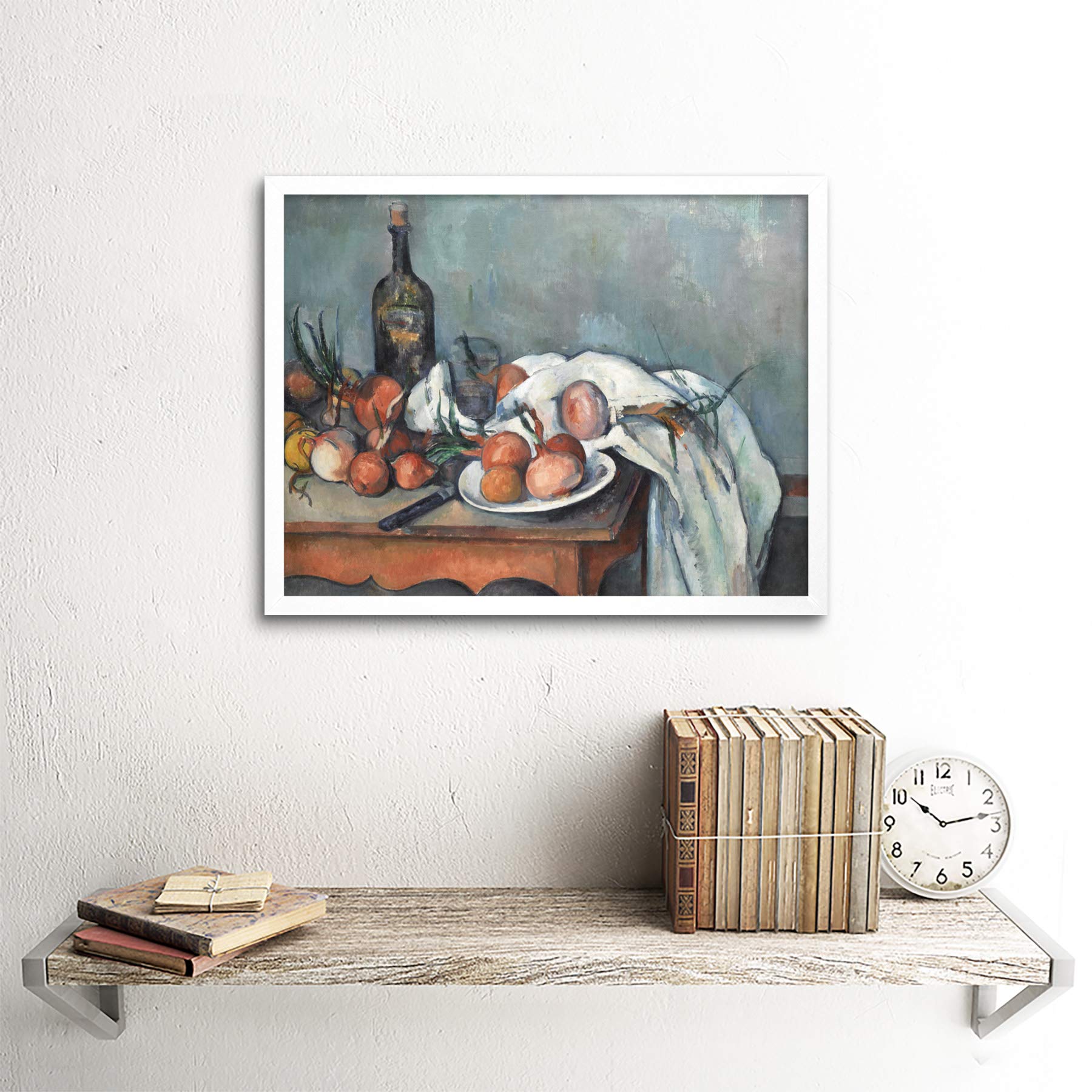 Paul Cezanne Still Life With Onions Art Print - Framed Wall Decor Poster 12x16 Inch - Perfect for Living Room, Bedroom & Office Decor