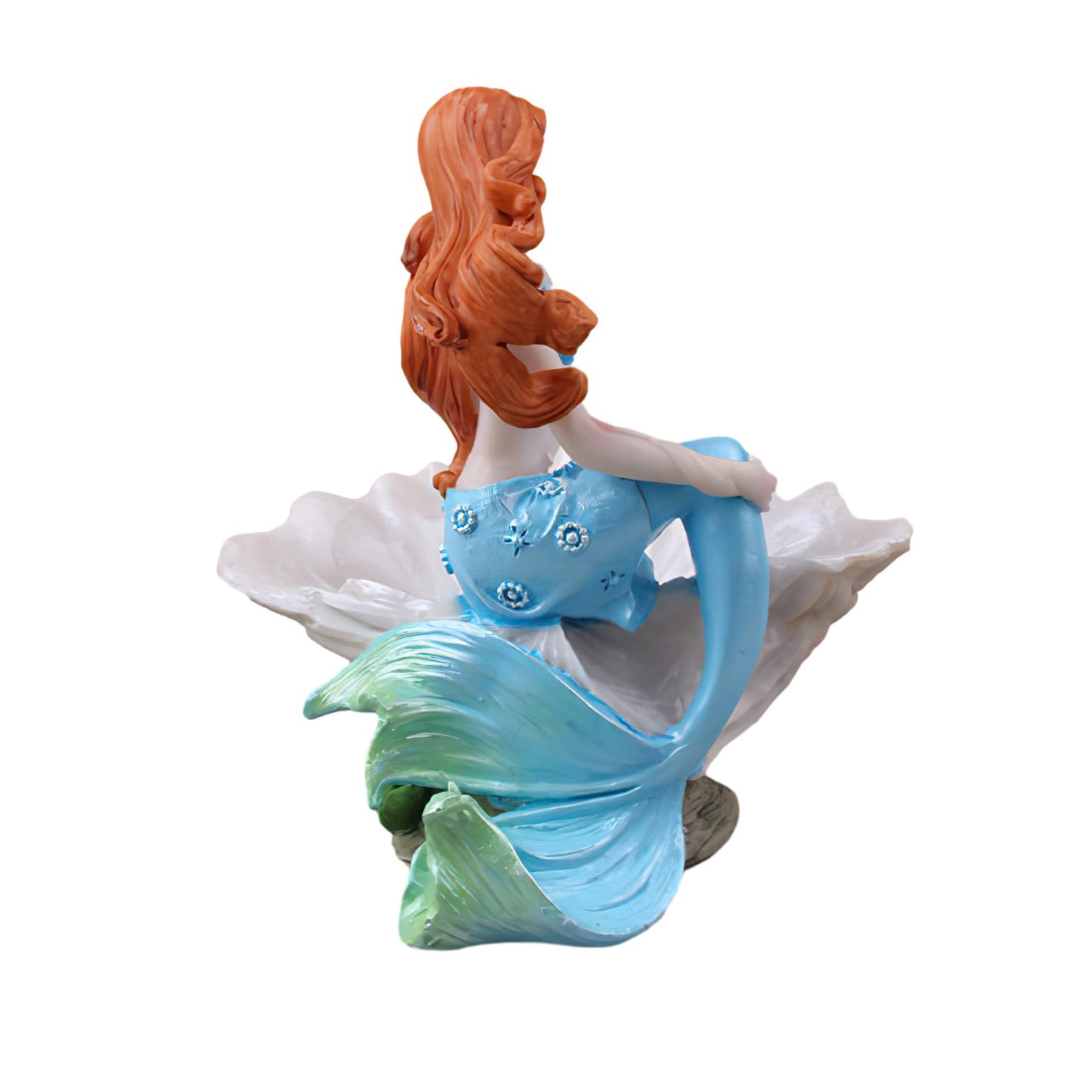 Blue Mermaid Figurine Resin Statue - Mediterranean Style Shell Aquarium Ornament, Jewelry Storage Organizer & Fish Tank Decoration - Perfect Gift for Girls & Mermaid Lovers - Great for Home Decor, Bedroom Display, and Aquatic Theme Parties