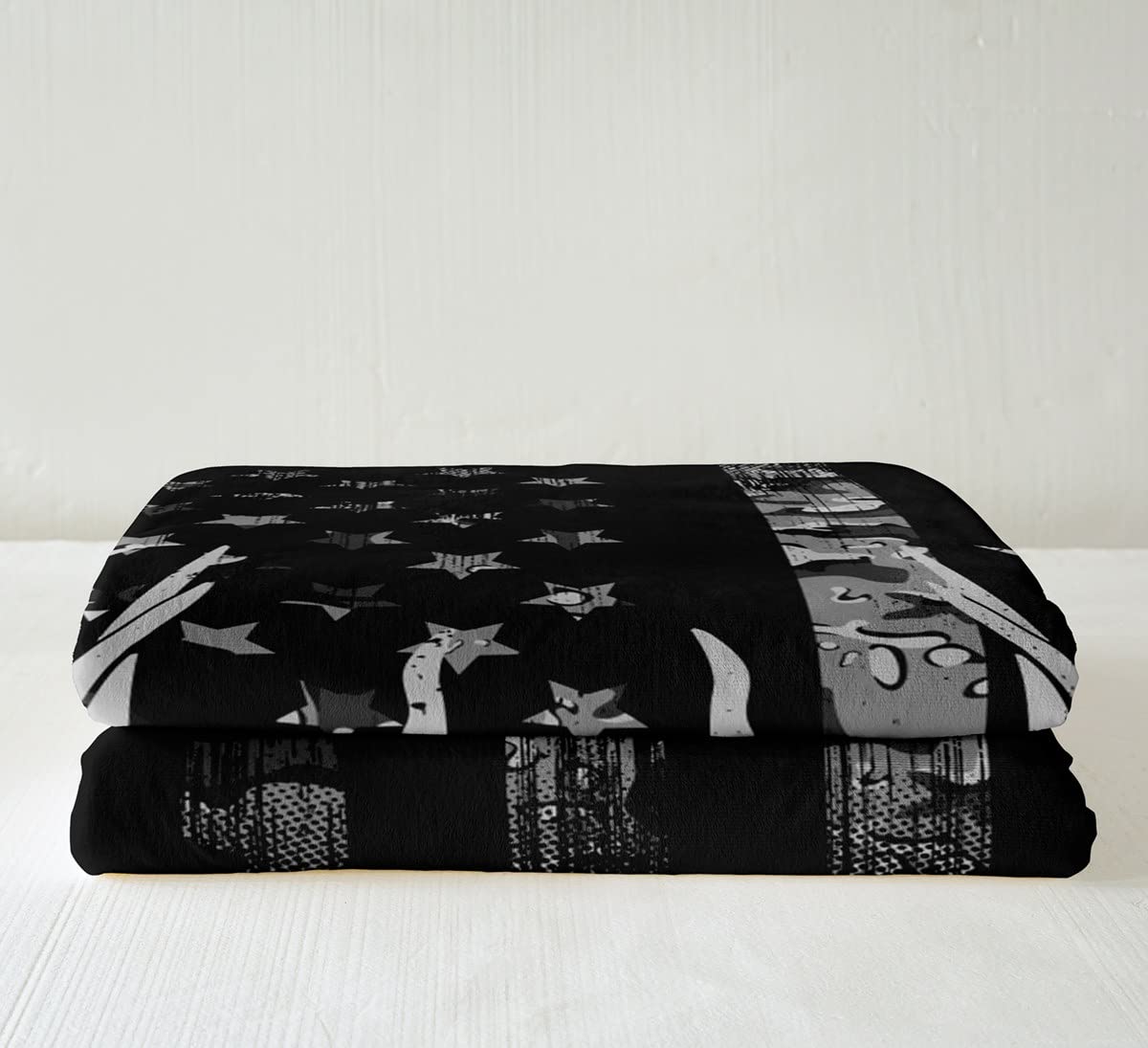 Homewish Kids Camo American Flag Fleece Throw Blanket - Deer Antlers Silhouette Design for Boys, Girls & Adults - 40 x 50 Inches - Cozy Sofa Decor, Christmas Gift & Rustic Bed Blanket - Perfect for Camping, Movie Nights & Winter Warmth
