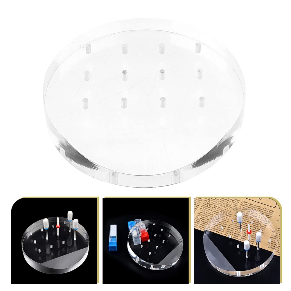 Lurrose Acrylic Round Nail Drill Bit Organizer - Manicure Tool Display Stand for Nail Art Supplies, Grinding Head Holder & Nail Drill Bits Container | Perfect for Salon, Home Use & Professional Nail Technicians