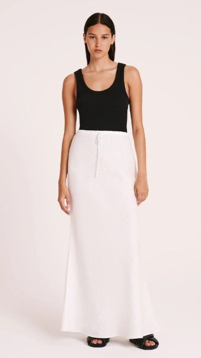 Amani Linen Maxi Skirt for Women - Flowy White Summer Skirt with Pockets | Beach, Vacation & Boho Outfit Essential