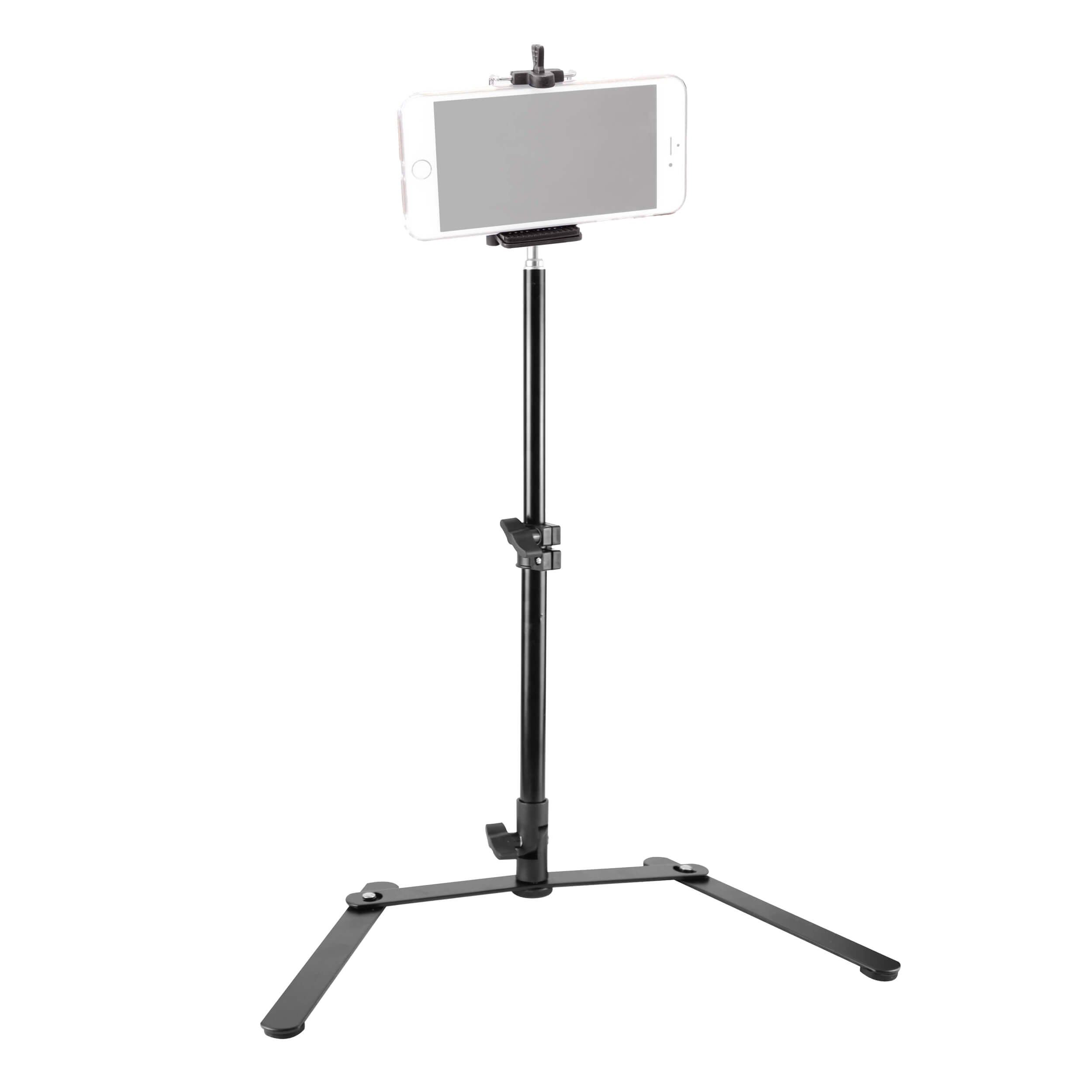 Adjustable Desktop Tabletop Light Stand with Smartphone Clip Holder - Perfect for Photography, Video Calls & Content Creation