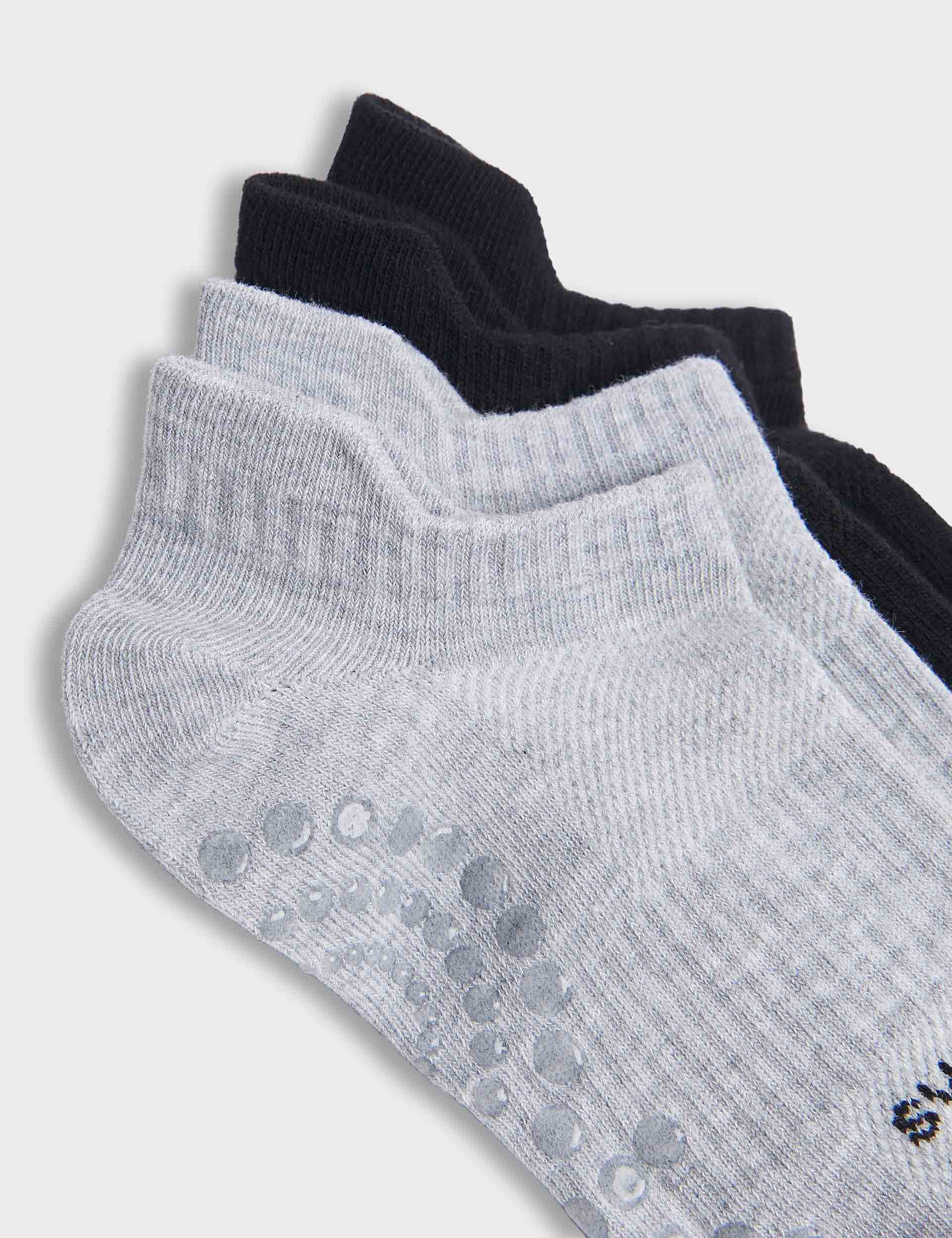 Reformer Ankle Gripper Socks 2 Pack - Non-Slip Yoga & Pilates Socks for Women & Men - Black/Grey - Perfect for Reformer, Barre & Fitness Classes