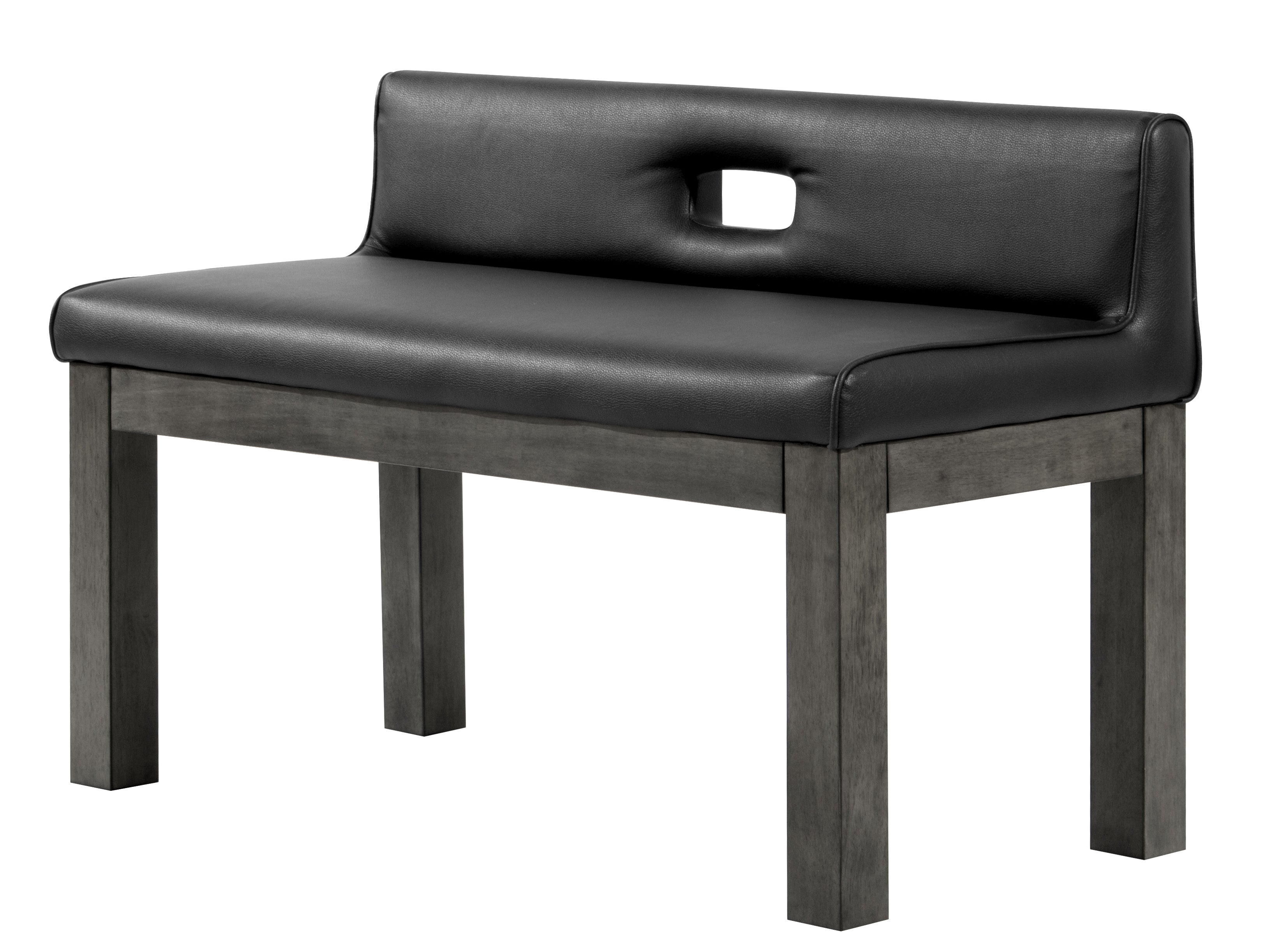 Baylor Backed Dining Bench in Shade Finish - Rustic Wooden Kitchen Bench for Dining Room, Breakfast Nook & Entryway Seating