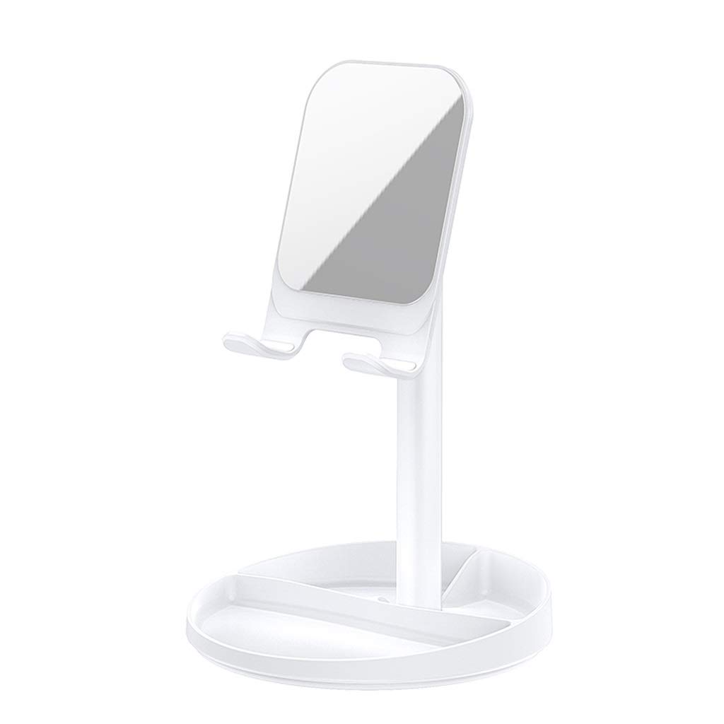 Portable Adjustable Phone Stand Holder for Desk - Universal Smartphone & Tablet Stand, White - Perfect for Home Office, Video Calls, Watching Movies & Hands-Free Reading