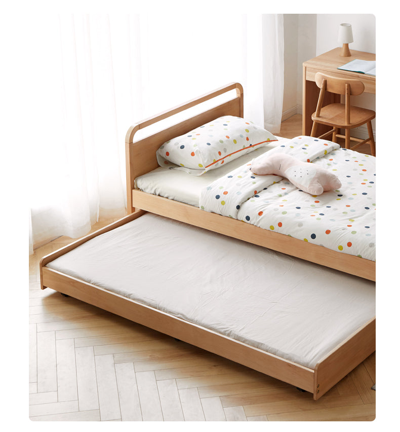 Solid Beech Wood Space-Saving Bunk Bed with Guardrails - Sturdy Twin Over Twin Loft Bed for Kids & Teens - Perfect for Small Bedrooms, Guest Rooms & Dormitories
