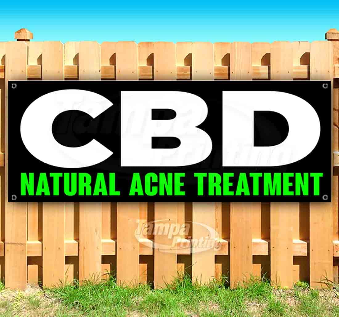 Natural CBD Acne Treatment Banner - 13 oz Heavy-Duty Vinyl with Metal Grommets | Single-Sided, Non-Fabric | Perfect for Skincare Clinics, Beauty Salons & Promotional Events