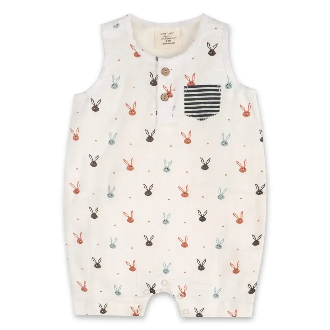 Viverano Organic Cotton Shortie Romper for Baby Girls - Soft & Comfortable Mini Bunnies Design - Perfect for Playtime, Summer Outfits & Photoshoots