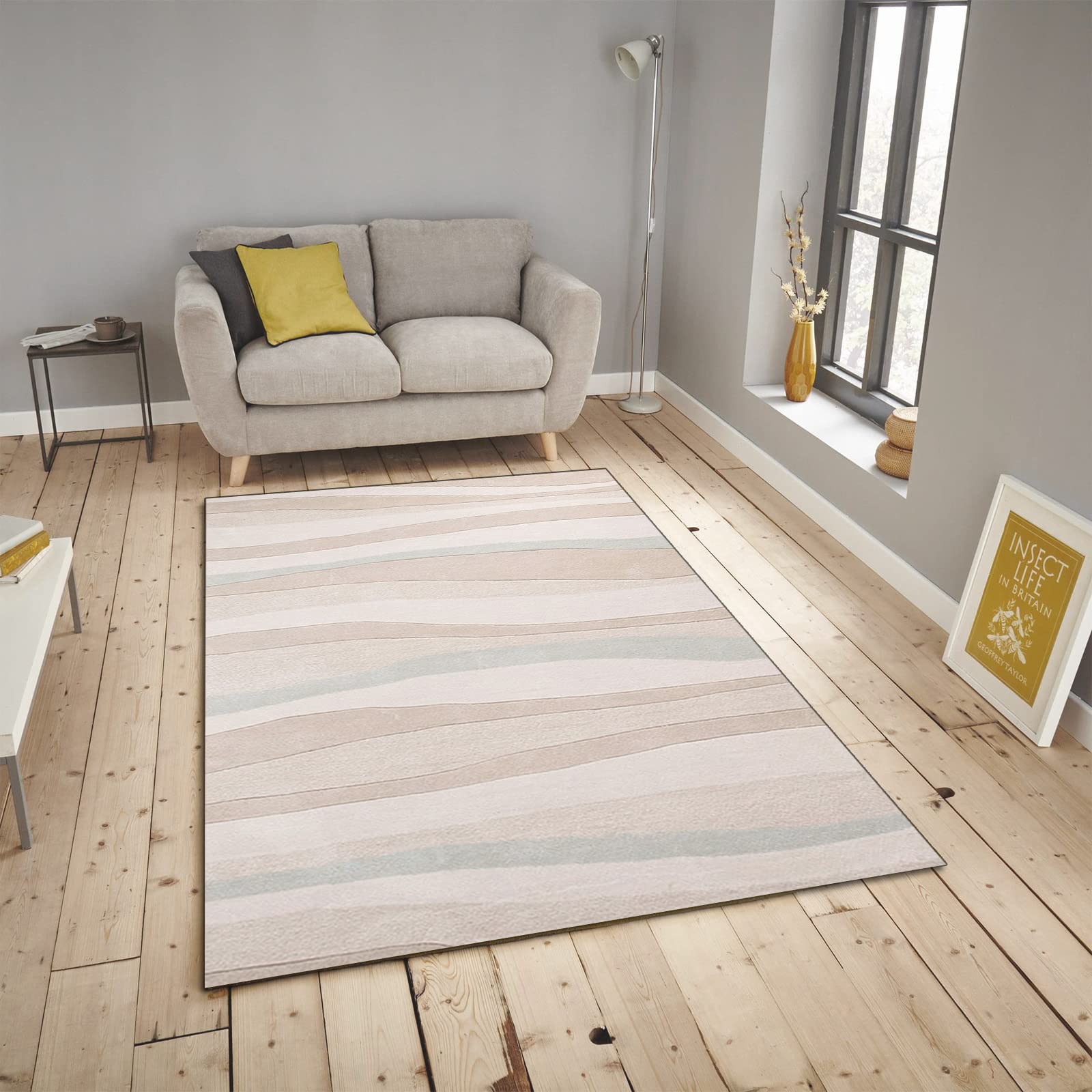 Modern Minimalist Line Area Rugs - Non-Slip Quick-Dry Living Room & Bedroom Carpet - 6x8ft Soft Durable Floor Mat for Home Decor - Perfect for Family Rooms, Dorms and Apartments