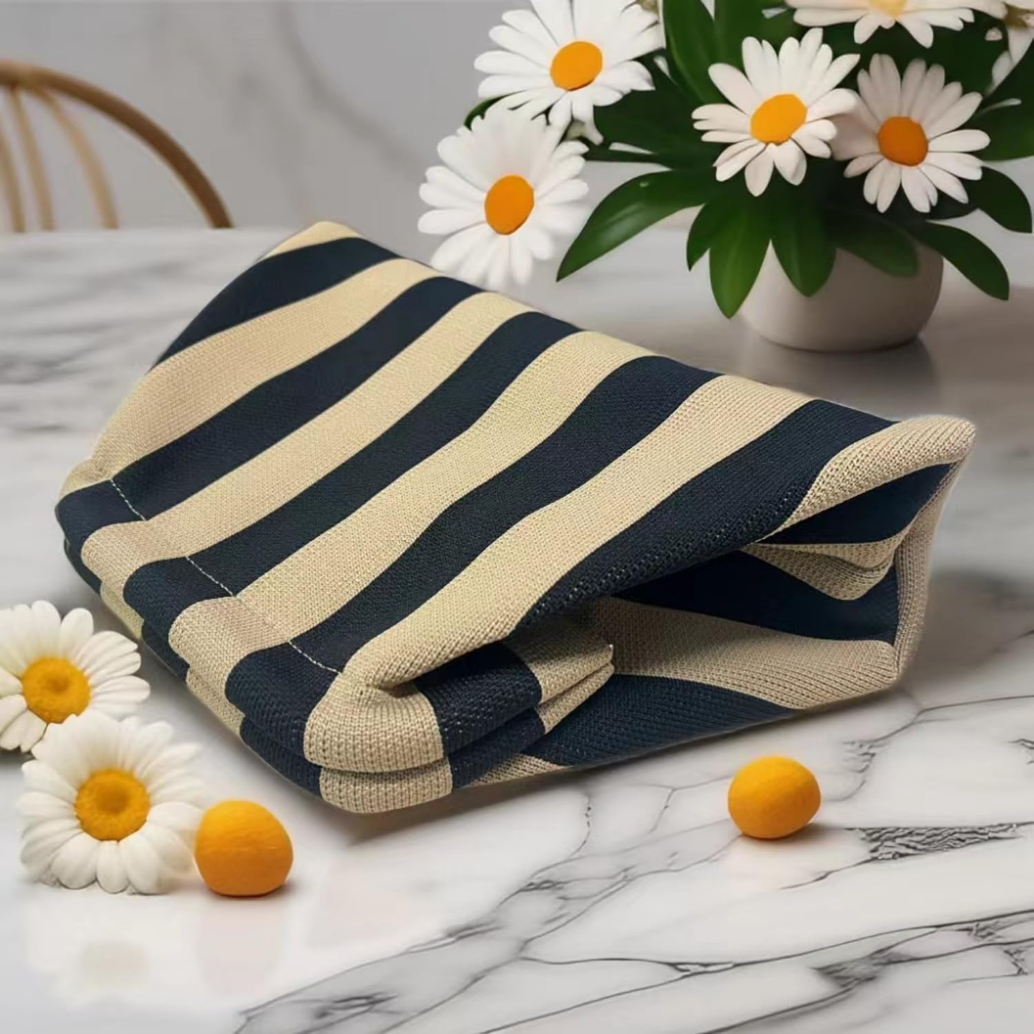 Stylish Woven Crochet Dumpling Clutch Bag for Women - Summer Beach Striped Handbag & Purse 2024 | Perfect for Vacation, Parties, and Casual Outings