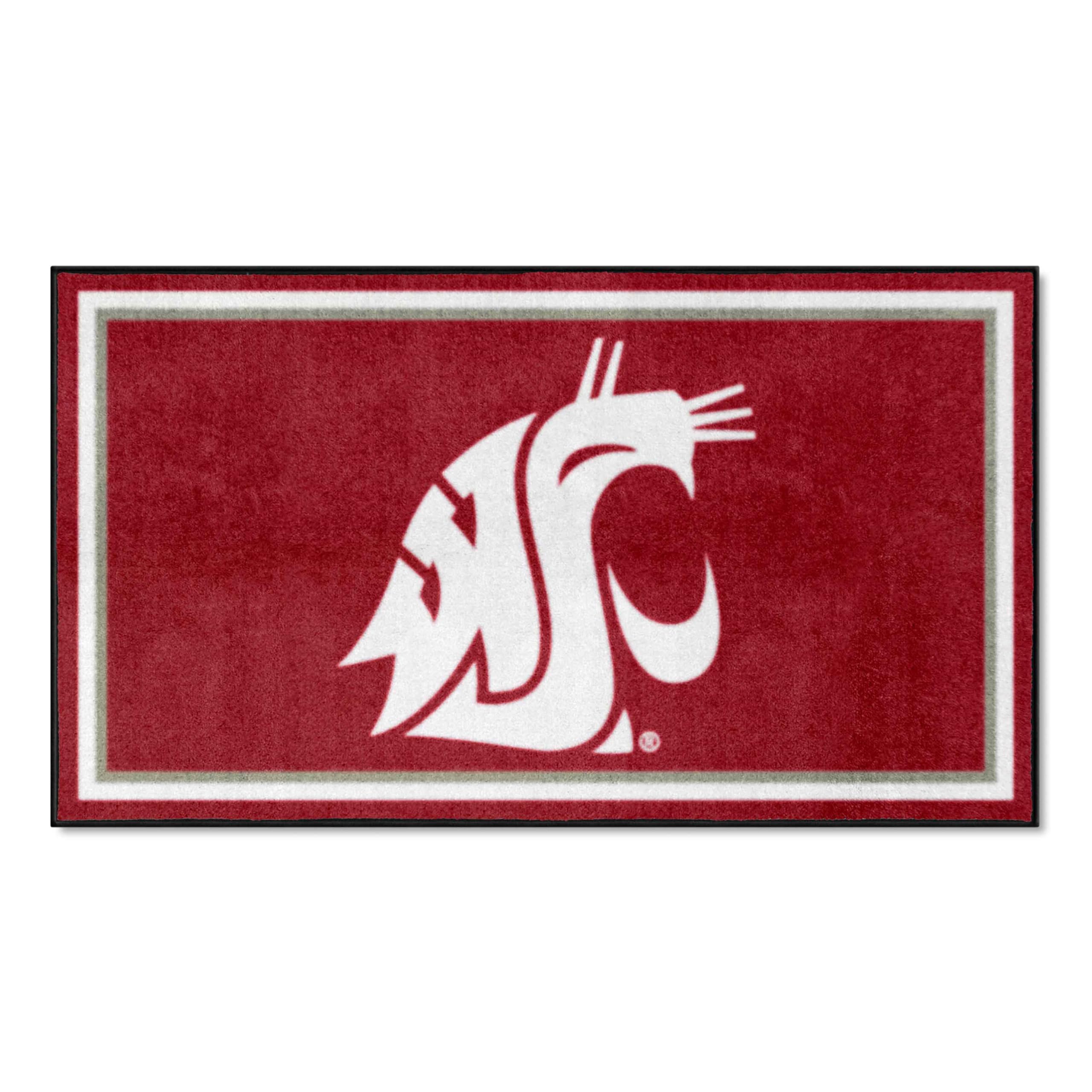 FANMATS 19793 NCAA Washington State Cougars 3ft x 5ft Plush Area Rug - Premium Sports Fan Rug for Home Decor, Game Room & Tailgating Mat | Perfect for Dorm Rooms, Man Caves & Football Parties