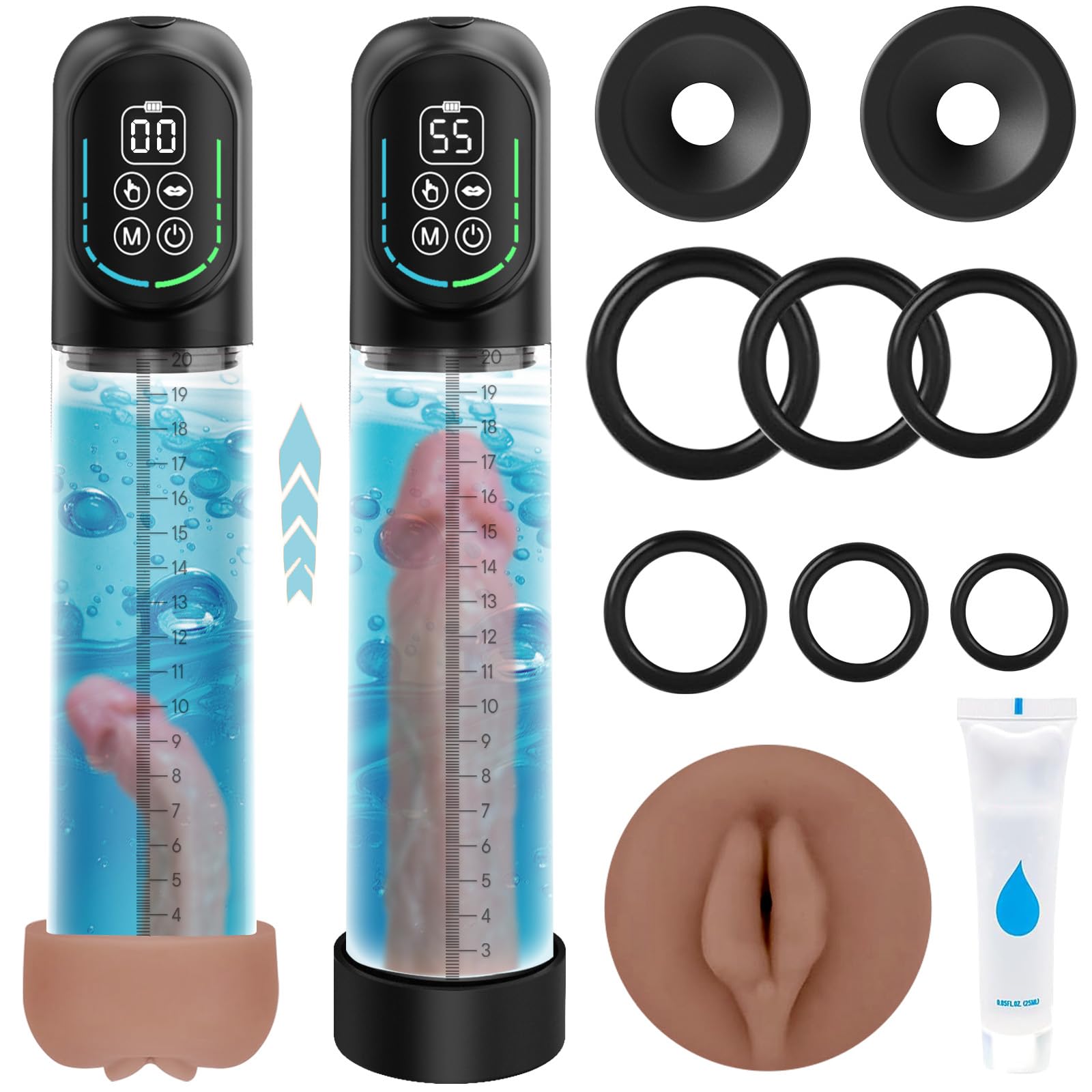 Electric Penis Pump for Men - Automatic Male Masturbator with 5 Suction & 6 Training Modes, Adult Sex Toy for Erection Enhancement & Penis Enlargement, Includes Pocket Pussy & Cock Ring - Perfect for Solo Play, Couples Fun & Discreet Adult Pleasure