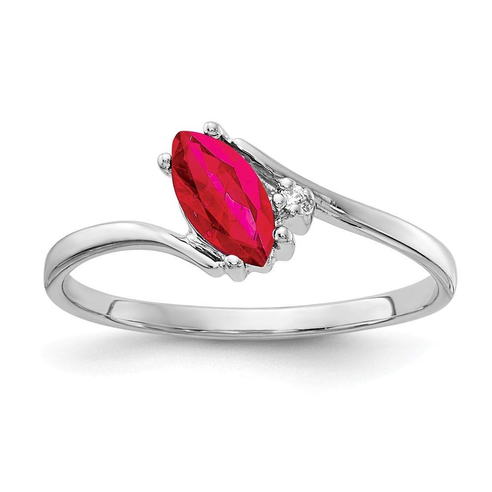 14K White Gold Marquise Ruby and Diamond Engagement Ring for Women - Elegant 7x3.5mm Wedding Band, Proposal Jewelry Gift for Her (Perfect for Anniversaries, Valentine's Day & Special Occasions)