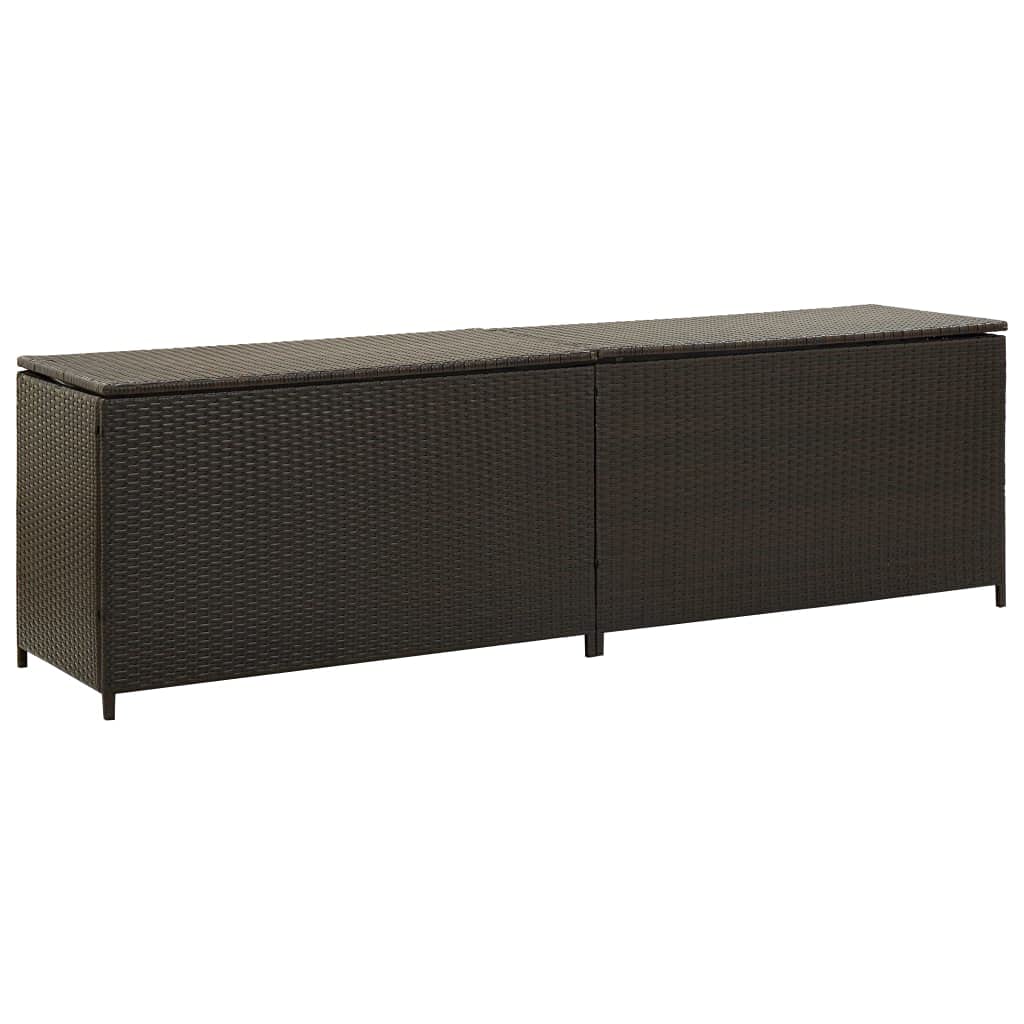 Weather-Resistant Brown Poly Rattan Outdoor Patio Storage Box 78.7