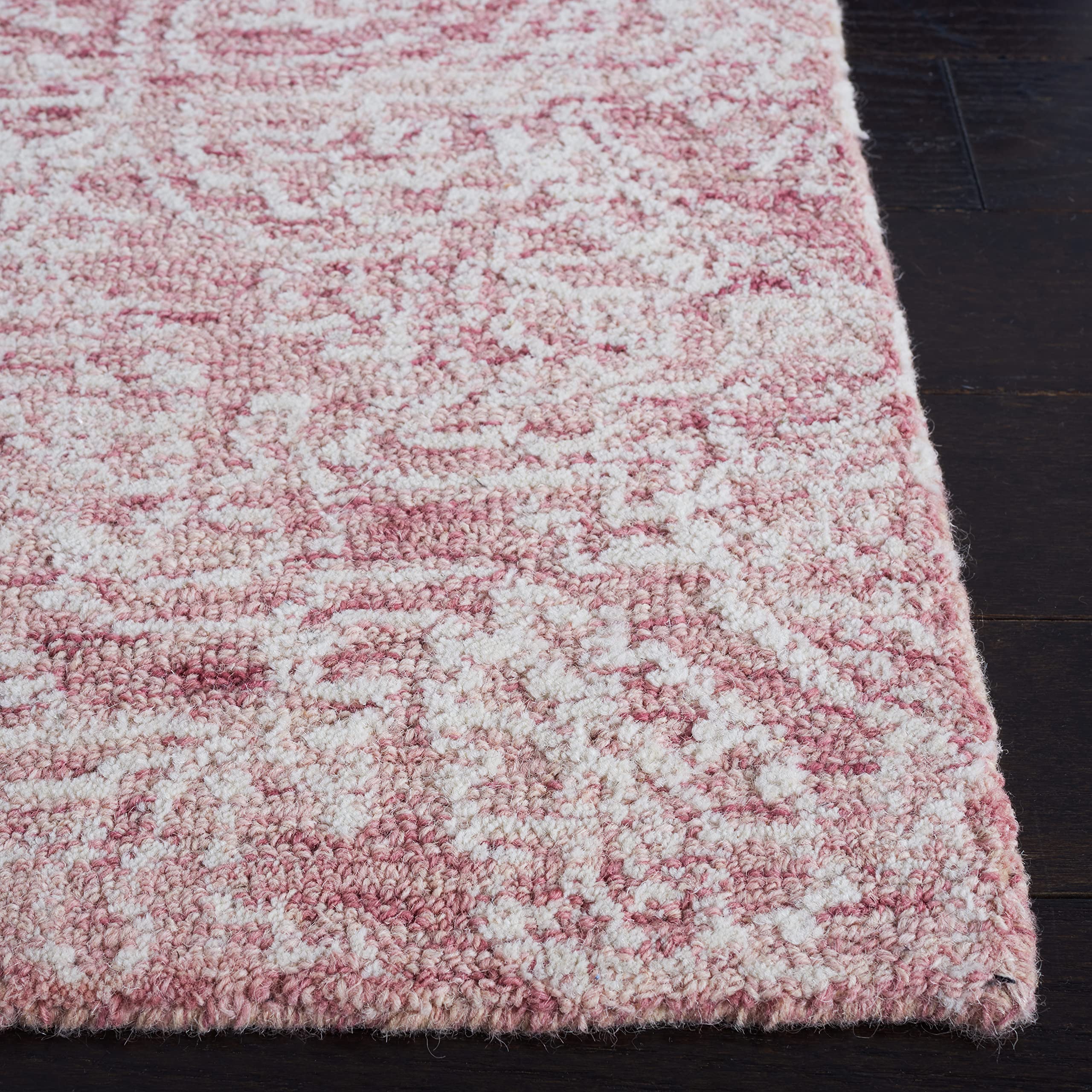 SAFAVIEH Metro Collection 6' Square Pink Ivory Wool Area Rug - Handmade Premium Rug for Living Room, Dining Room & Bedroom | Soft & Durable Floor Decor for Home & Office