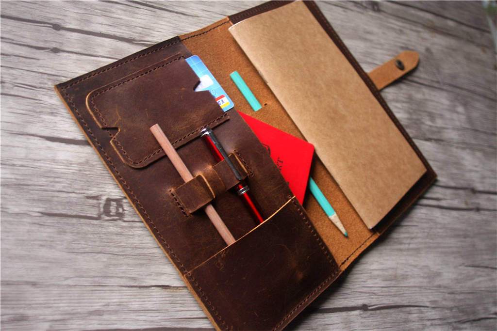 Premium Custom Brown Leather Travelers Notebook - Refillable Journal with Pen Holder & Gift Box - Perfect for Travel, Writing & Bullet Journaling