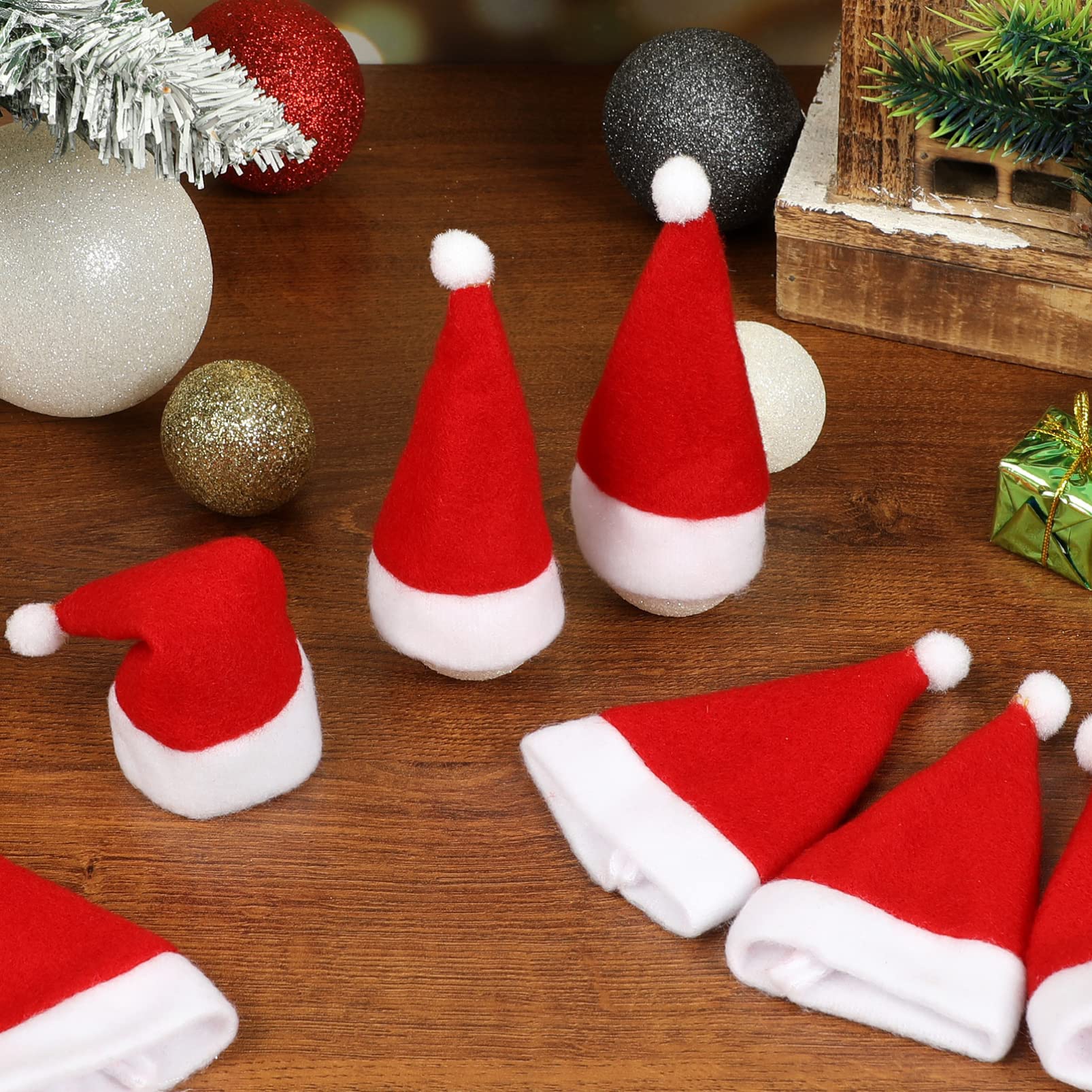 ABOOFAN 30pcs Mini Santa Hats for Christmas Crafts, Party Supplies & Decorations - Tiny Santa Hats for Wine Bottles, Silverware Holders, Table Centerpieces - Perfect for Holiday Parties, DIY Projects & Festive Home Decor