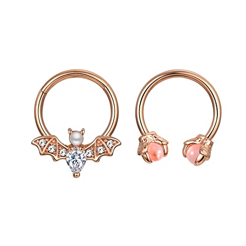 P-2Pcs-Rose Gold Bat-Dragon Claw