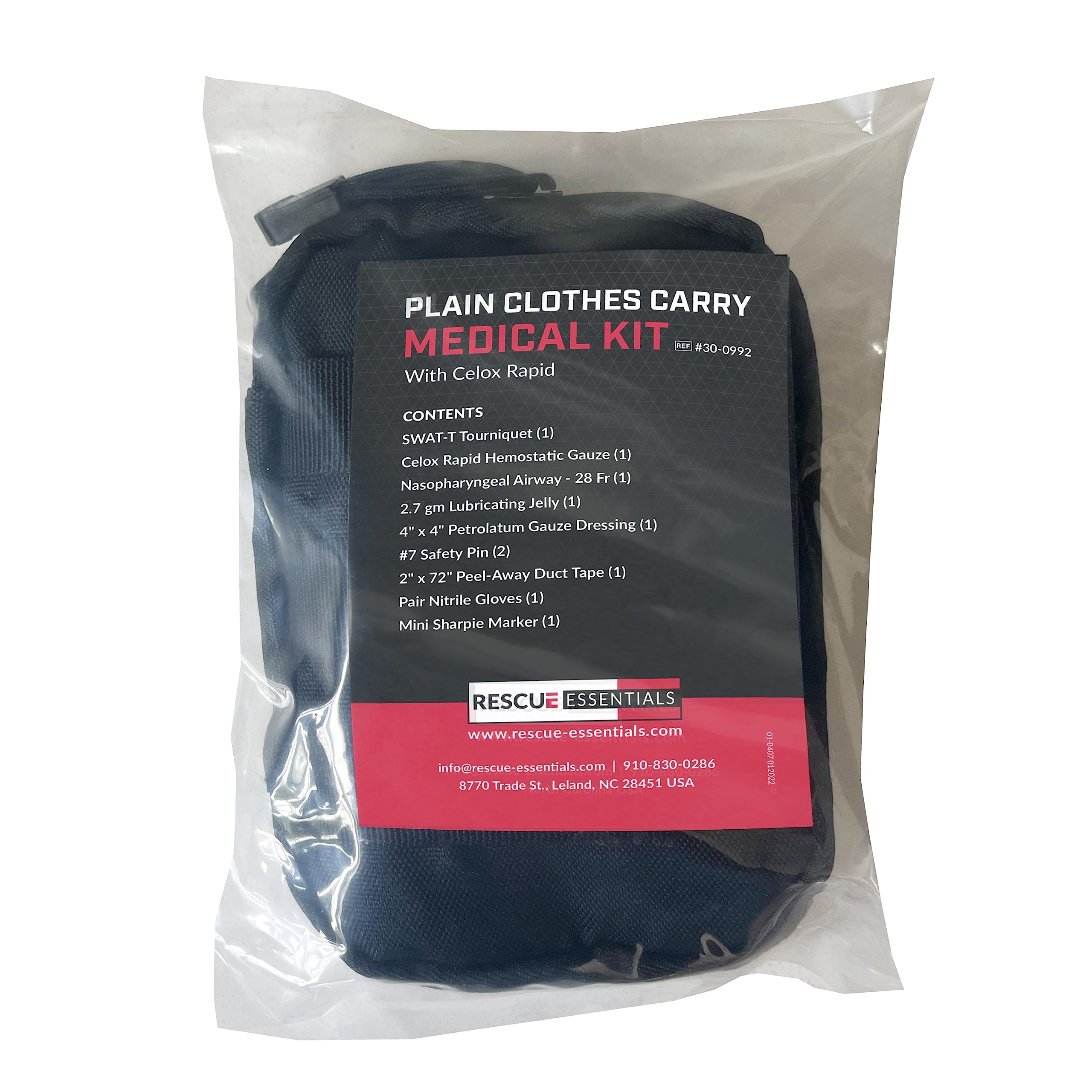 Rescue Essentials Plain Clothes Carry Medical Kit with Celox Rapid - Compact First Aid Kit for Emergency Trauma Care, Bleeding Control, and Outdoor Survival (Ideal for Tactical, Hiking, and Everyday Carry)