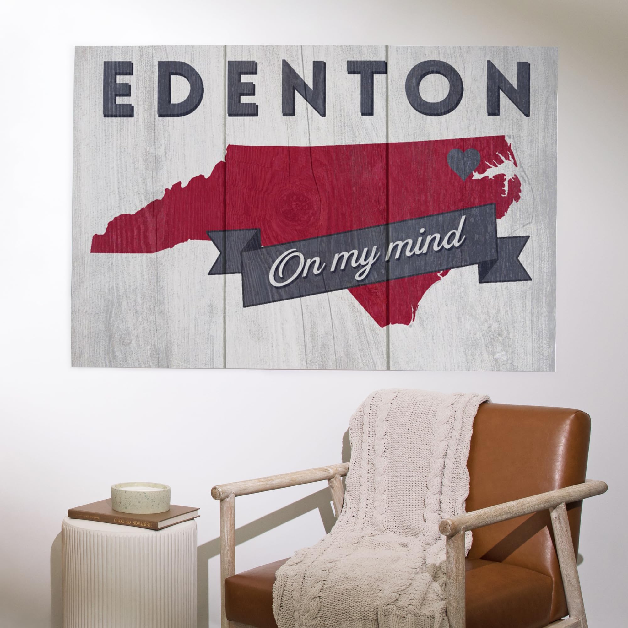 Lantern Press 36x54 Inch Giclee Art Print - Edenton North Carolina Landscape Wall Decor | Premium State on My Mind Artwork for Living Room, Bedroom & Office Decoration