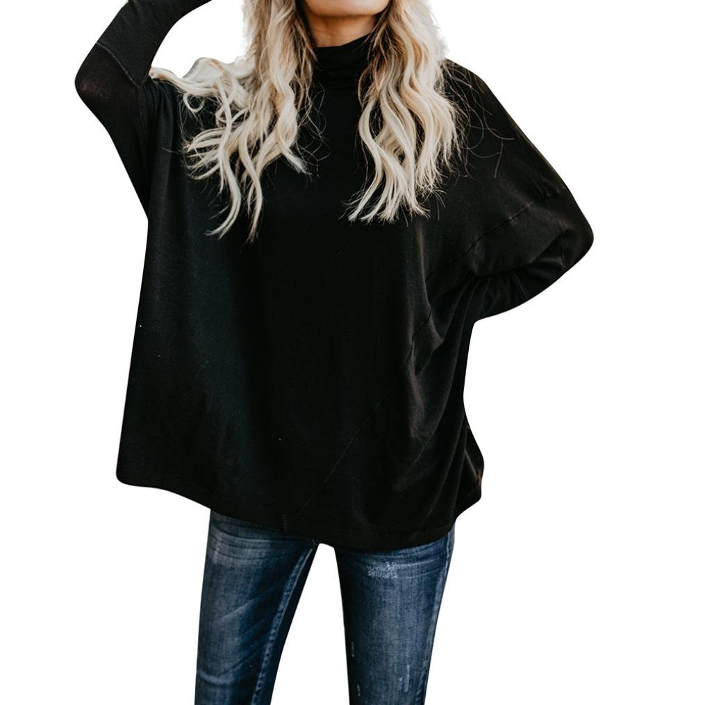 iLH Women's Casual Turtleneck Long Sleeve Batwing Dolman Top Blouse - Comfortable Stretch Knit Shirt for Work, Office & Everyday Wear