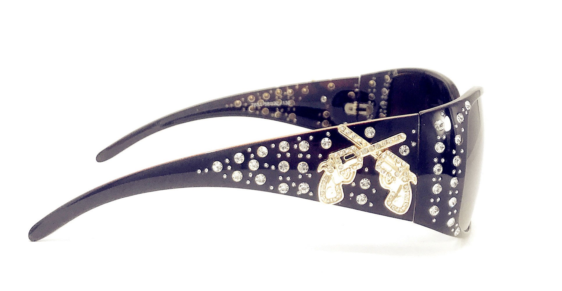 Texas West Women's Rhinestone Bling Sunglasses - UV 400 Protection Polarized PC Lenses - Multi Concho Design for Fashion & Outdoor Activities