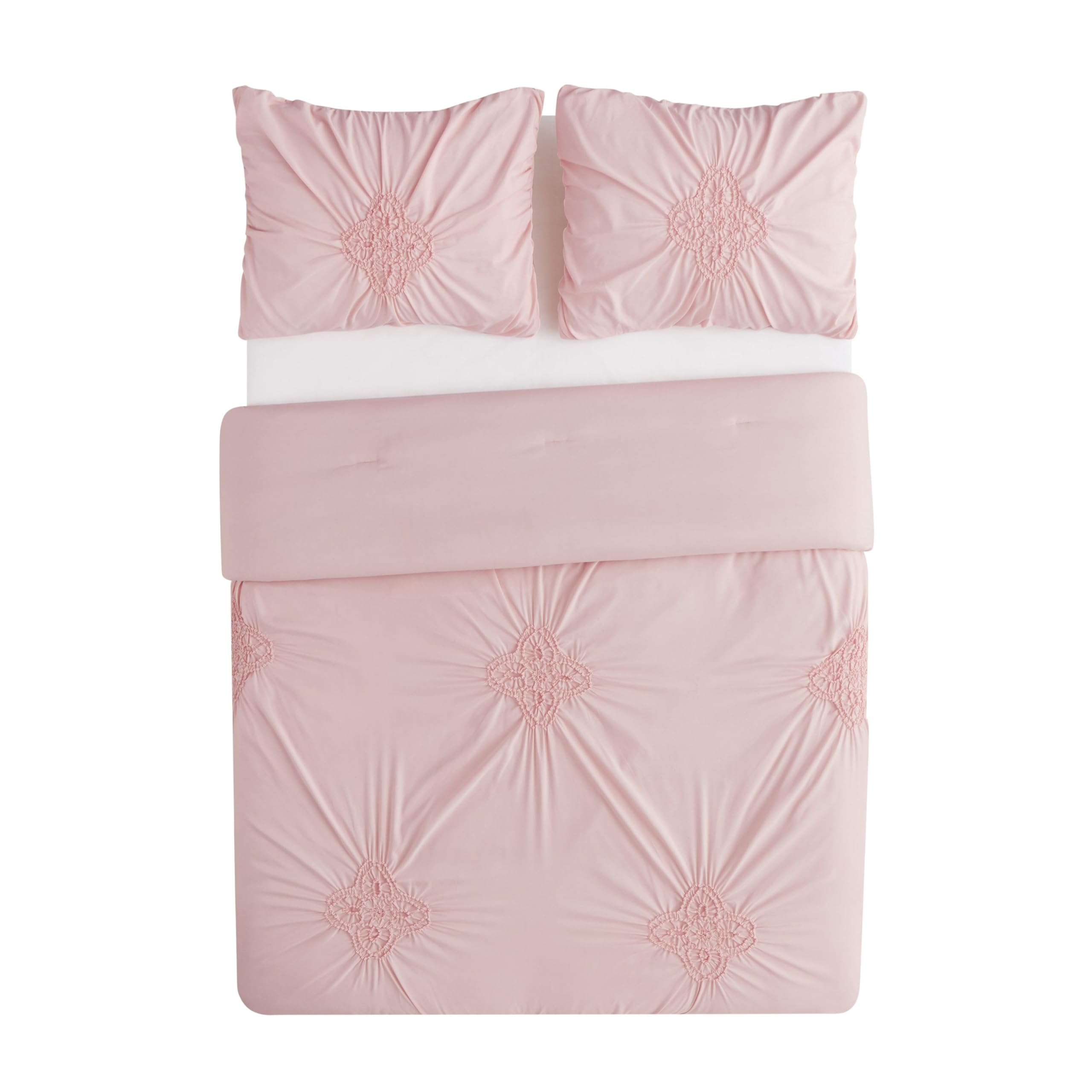 Christian Siriano NY® Greorgia Ruffled Comforter Set - Twin XL Size, Soft Blush Pink - Luxury Bedding for Guest Rooms, Dormitories & Cozy Bedrooms