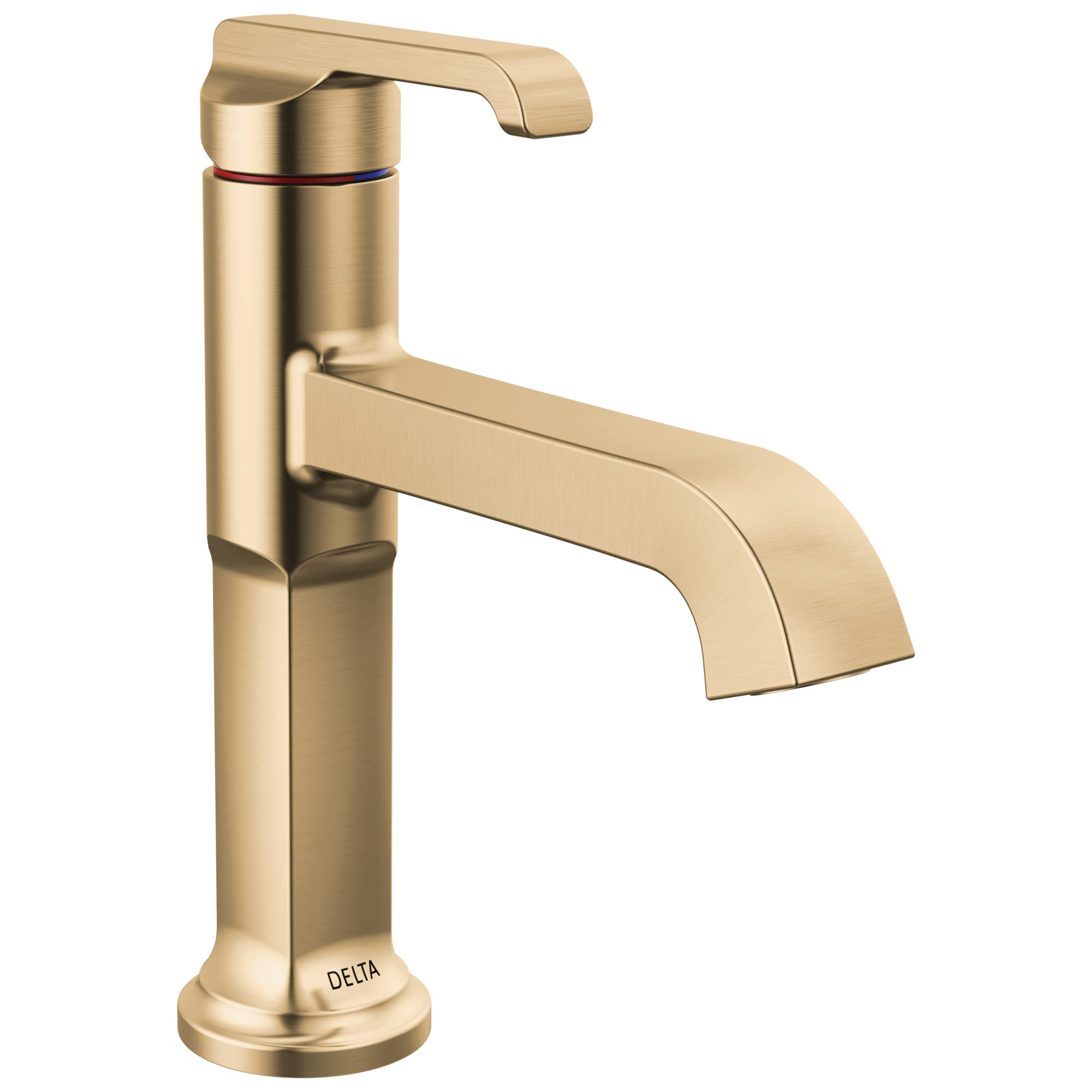 Delta Faucet Tetra Gold Single Hole Bathroom Faucet with Diamond Seal Technology - Champagne Bronze Finish - Single Handle Bathroom Sink Faucet with Metal Drain Assembly - Perfect for Modern Bathroom Vanities and Powder Rooms