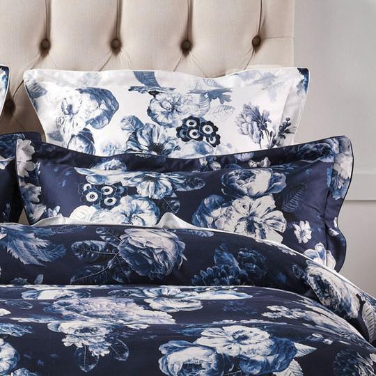 Premium Navy Blue Quilt Cover Set by GRACE Linen House - 100% Cotton Bedding Set for Queen/King Size - Soft & Breathable Luxury Bedroom Decor for Home, Hotel, and Guest Room