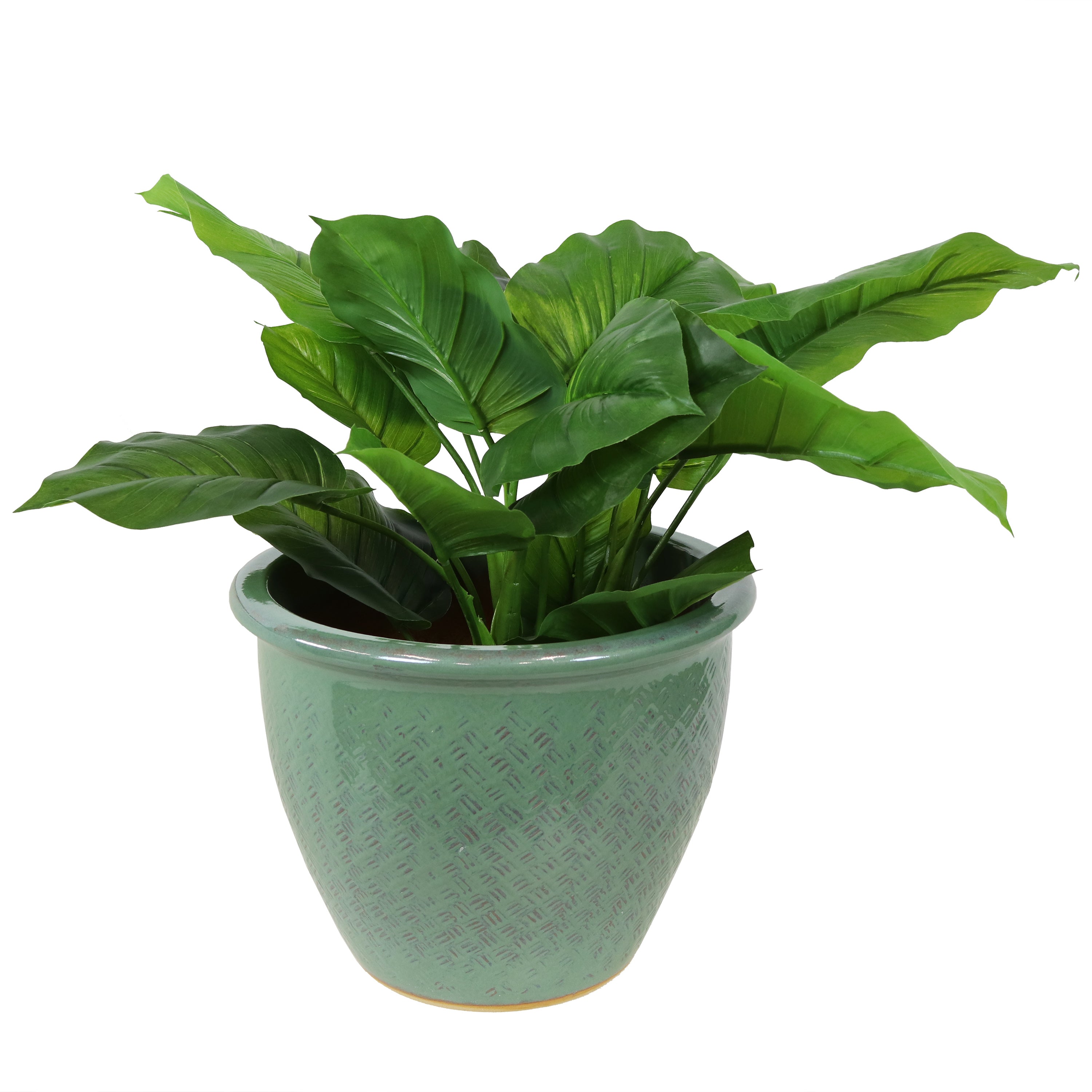 Sunnydaze Ocean Villa Glazed Ceramic Planter with Drainage Hole - 15 Inch Indoor/Outdoor Flower Pot for Plants, Succulents, Herbs - Perfect for Patio, Garden, Balcony Decor