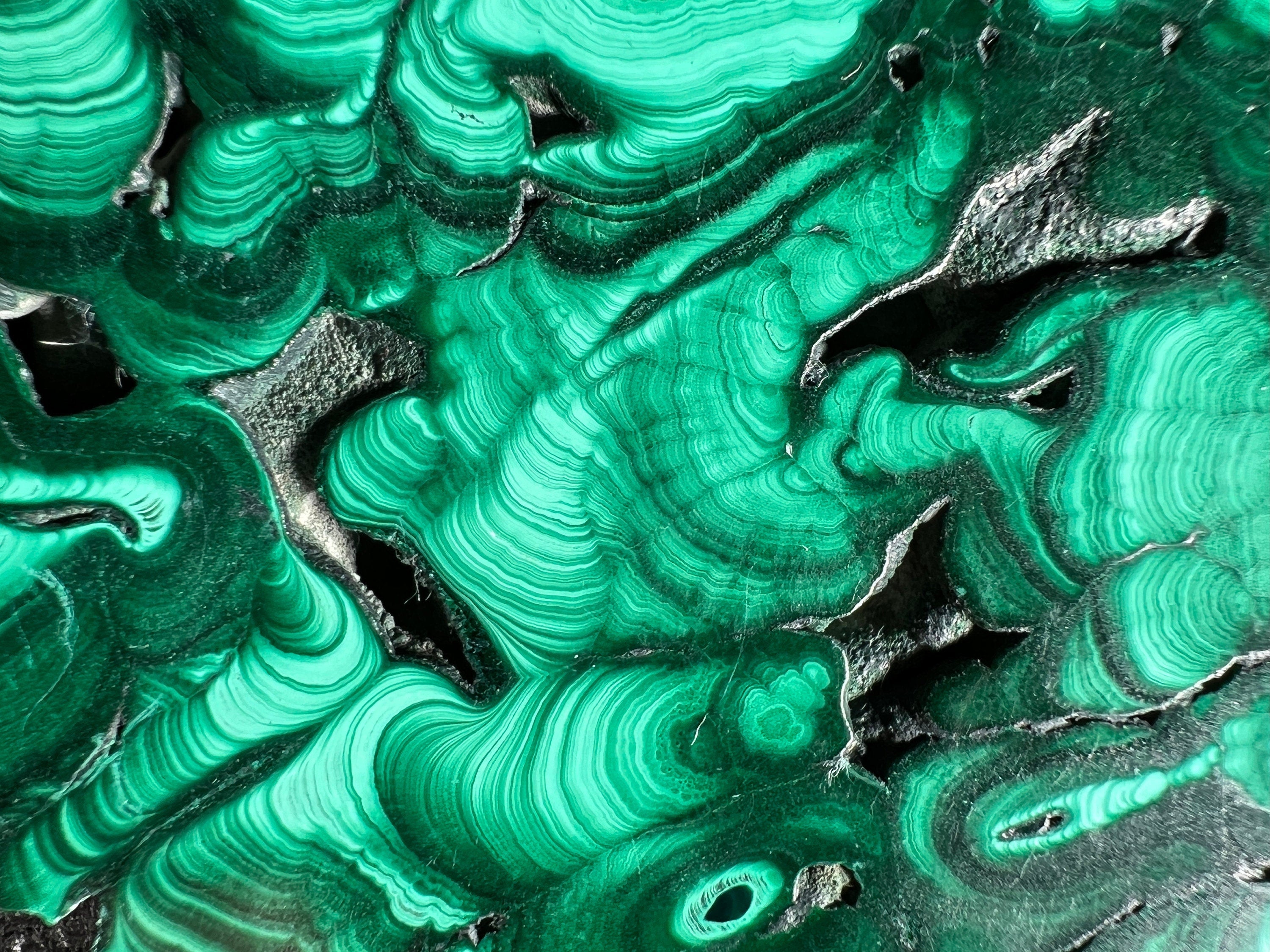 Premium MALACHITE Crystal Slab - Natural Green Malachite Stone for Jewelry Making, Unique Handcrafted Gift & Home Decor (50437) | Perfect for DIY Crafts, Meditation Spaces & Luxury Interior Design