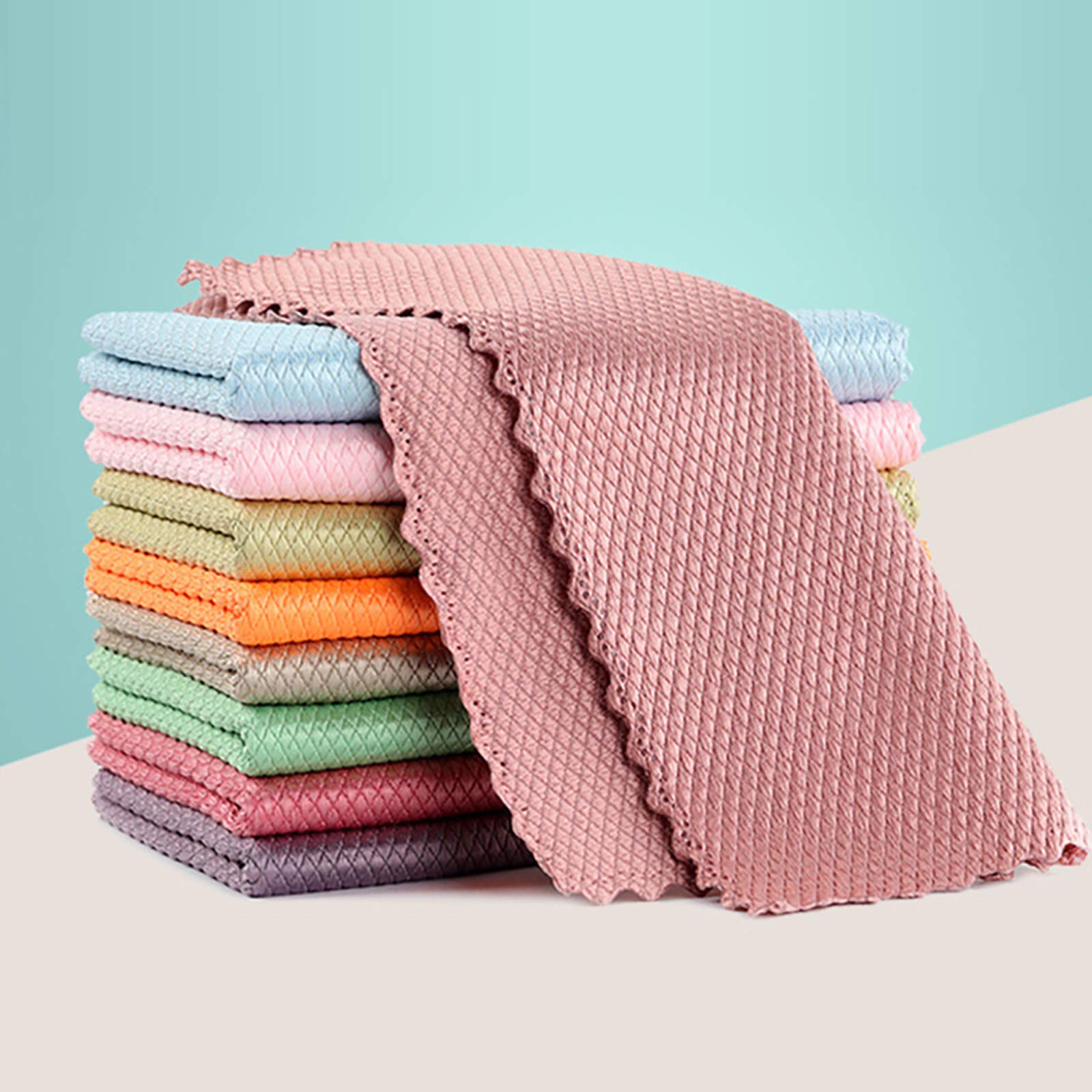 LELEBEAR Microfiber Cleaning Cloth - 12 x 16 Inch Streak-Free Reusable Lint-Free Absorbent Towel for Glass, Mirrors, Screens, Dishes & Car Detailing (Pack of 20) - Perfect for Household Cleaning, Office Maintenance & Auto Care
