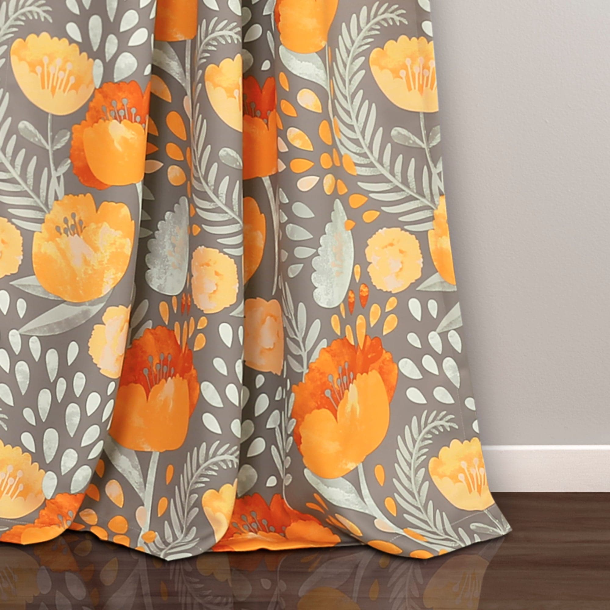 Poppy Garden Light Filtering Window Curtain Panel Set - Floral Sheer Drapes for Living Room & Bedroom - Soft Sunlight & Privacy