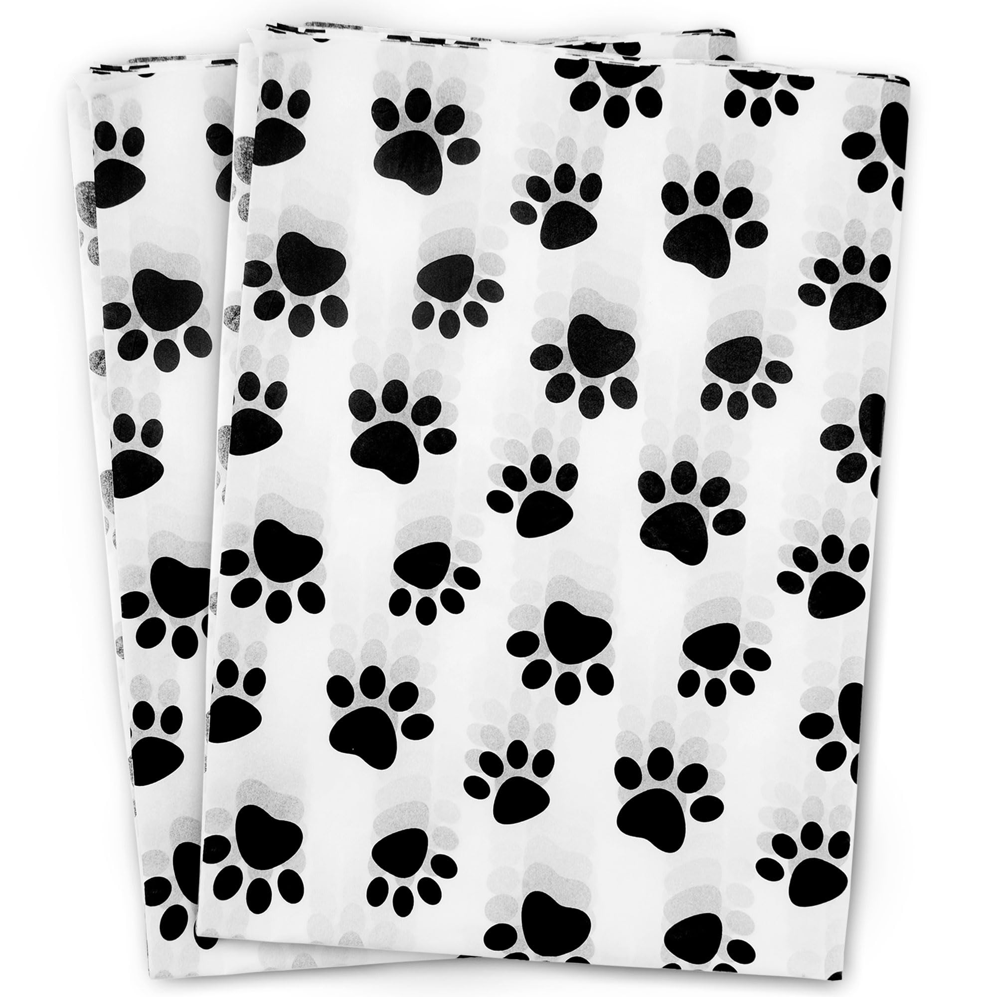 Hi Sasara 30 Sheets Large 20 x 28 Inch Black and White Dog Paw Print Tissue Paper Bulk Pack - Perfect for Gift Wrapping, Birthday Party Favors, and Holiday Present Bags