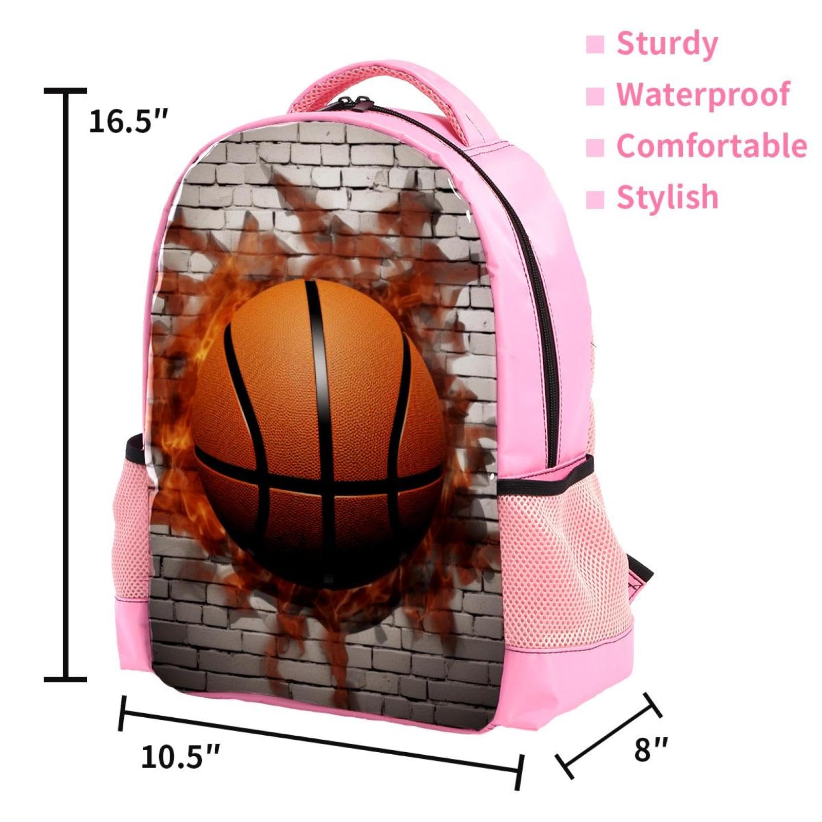 3D Pattern Basketball Backpack for Women & Men - Lightweight Travel Backpack with USB Charging Port - Perfect for School, Gym, Hiking and Daily Commute
